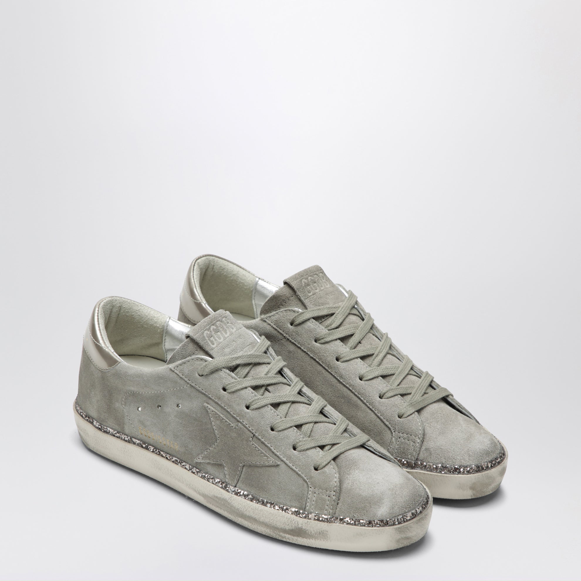 Sneaker Super-Star grigio taupe/glitter in suede