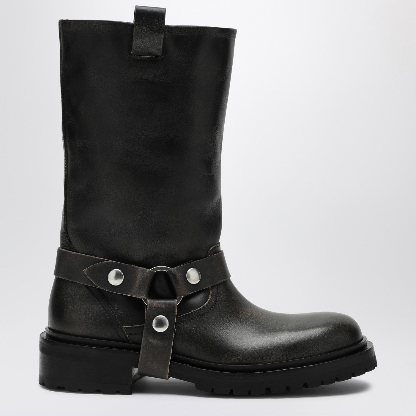 Kurt boots in black leather with buckle