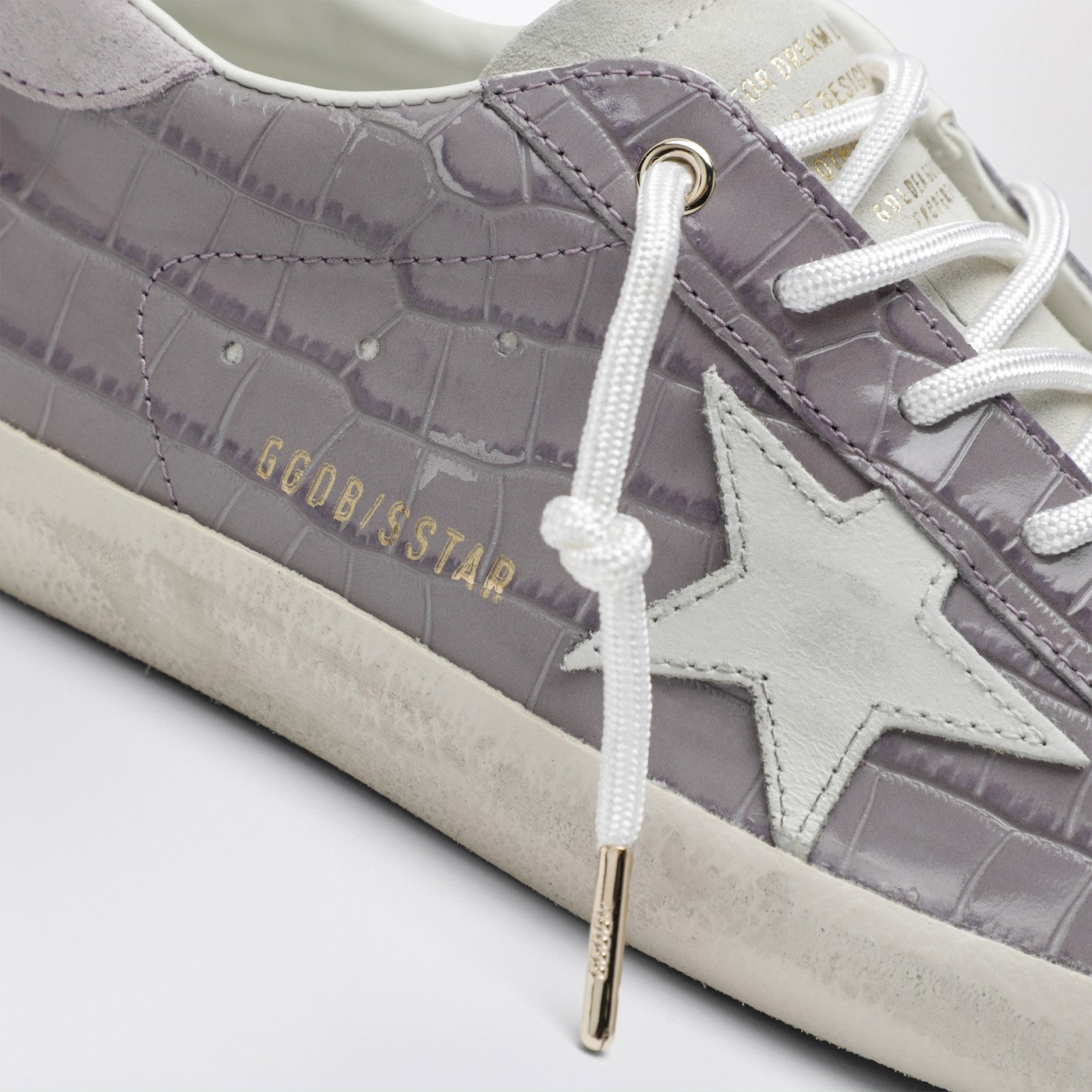 Super-star sneakers lilac crocodile-effect leather