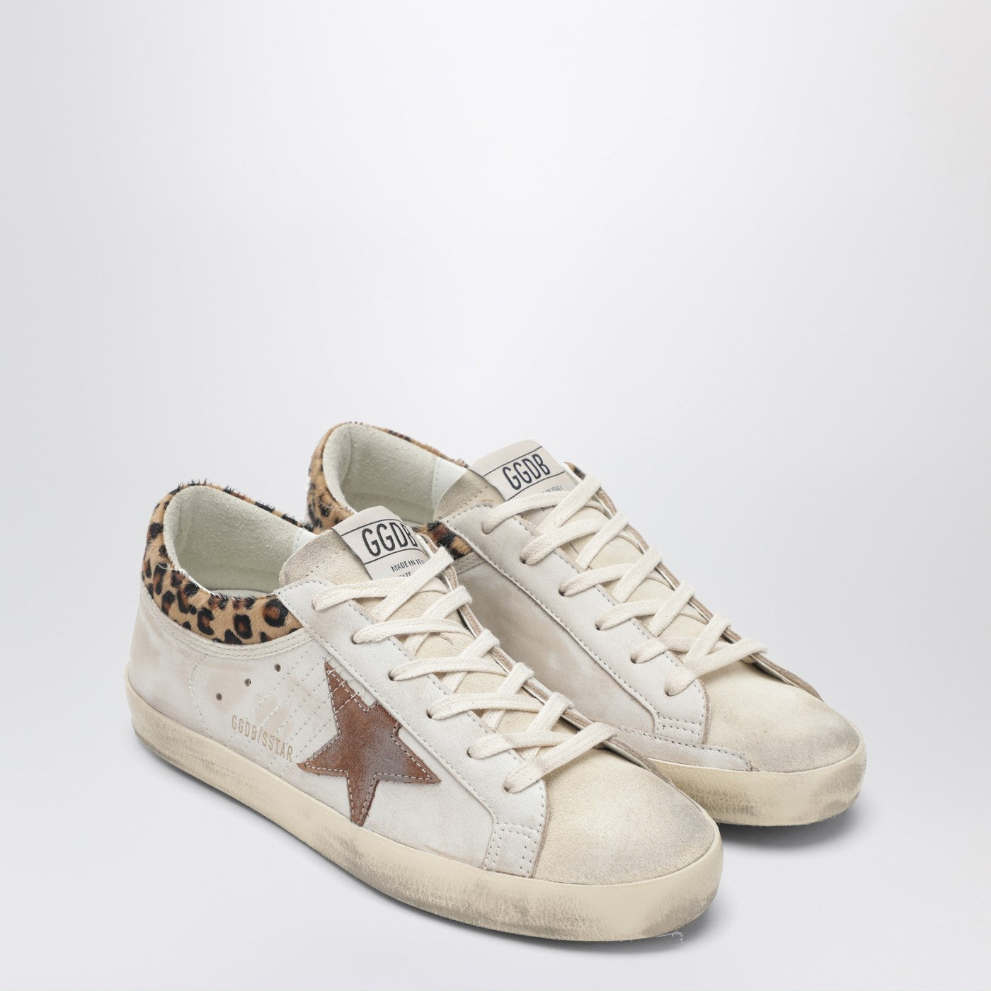 Sneakers Super-Star beige avec détails en poulain