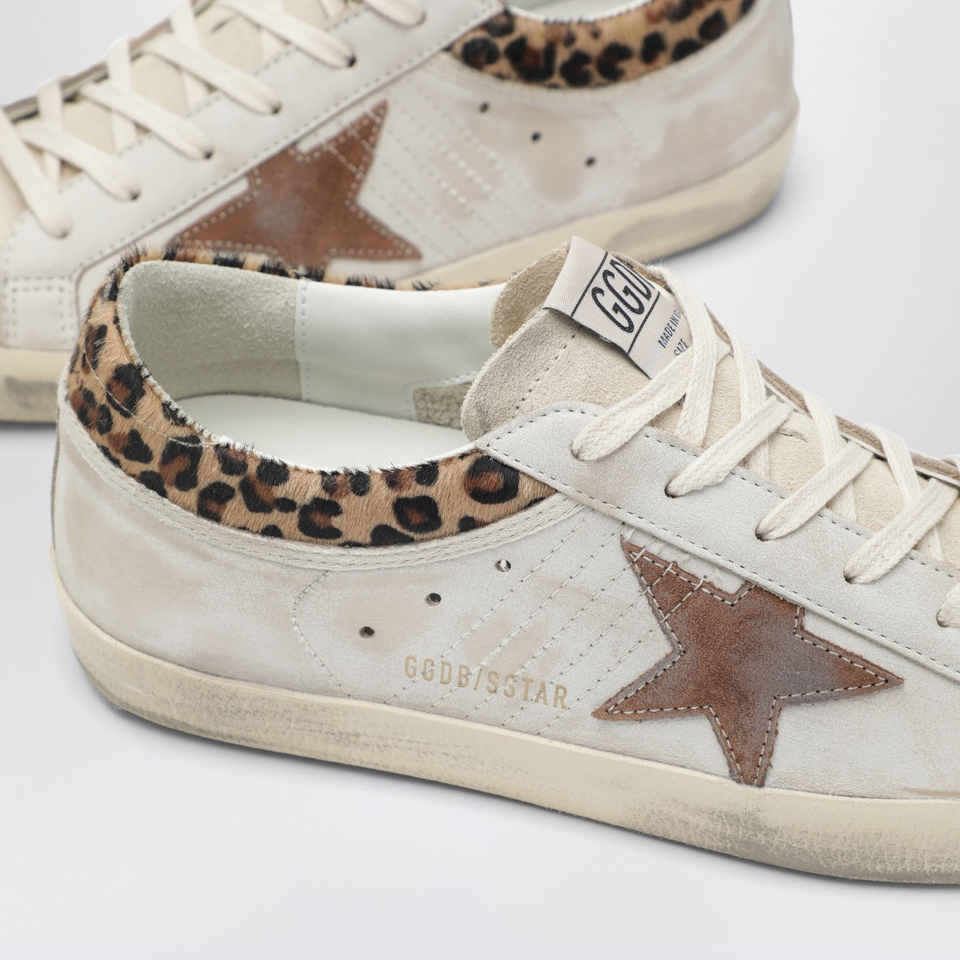 Sneakers Super-Star beige avec détails en poulain