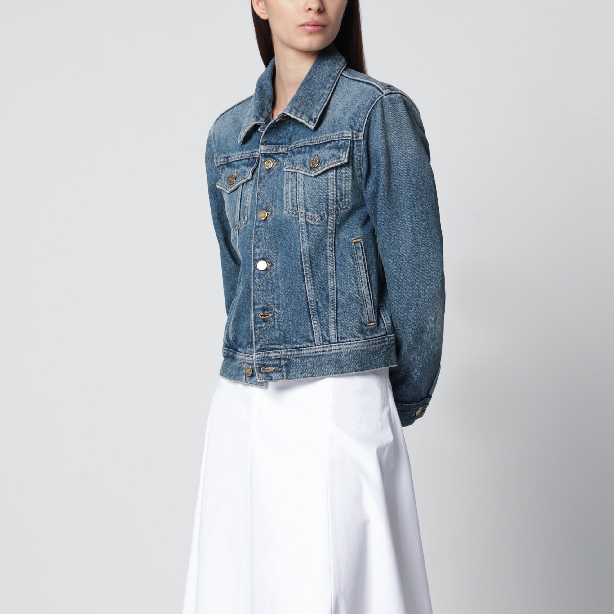Jeansjacke mit klassischem Kragen aus Denim in Blau