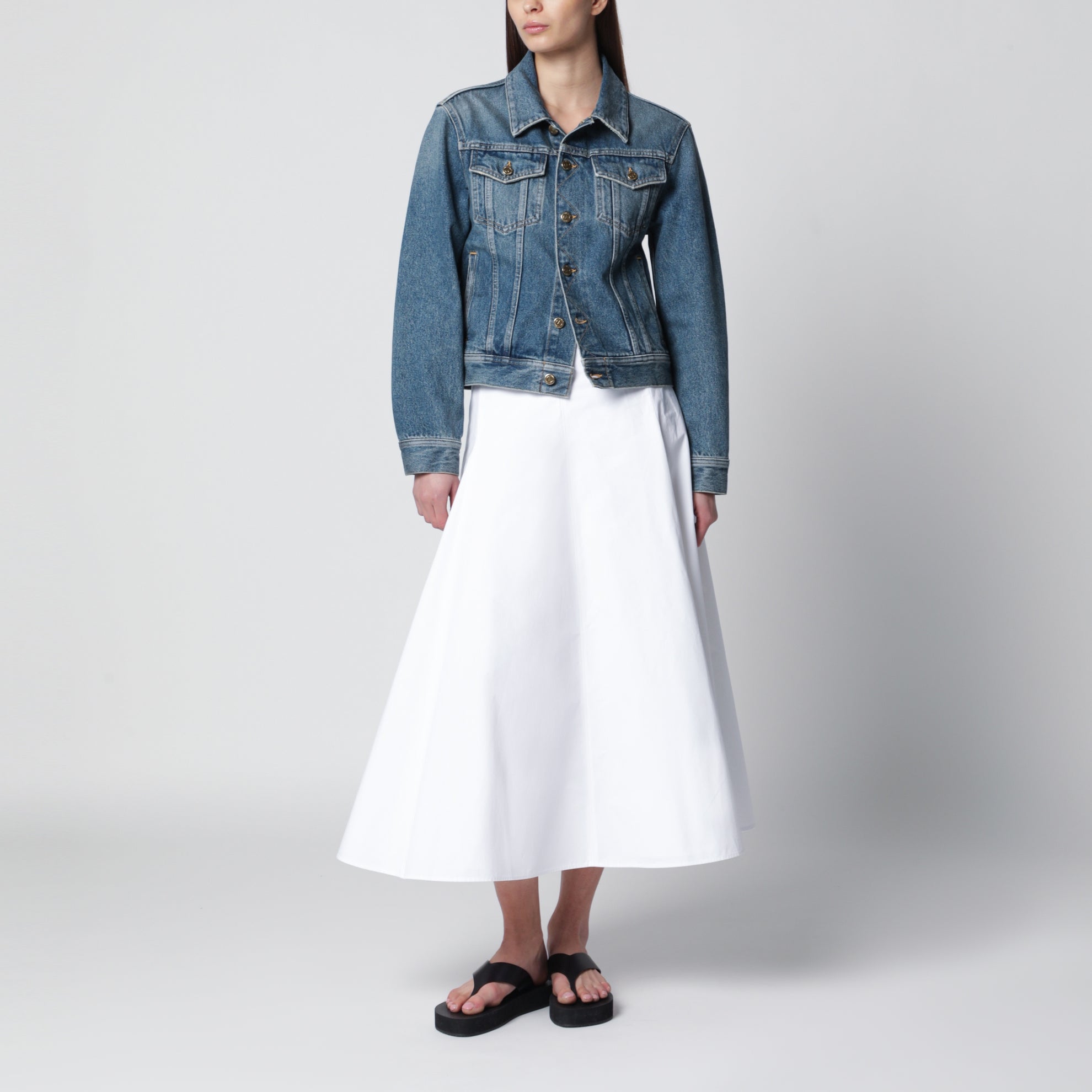 Jeansjacke mit klassischem Kragen aus Denim in Blau