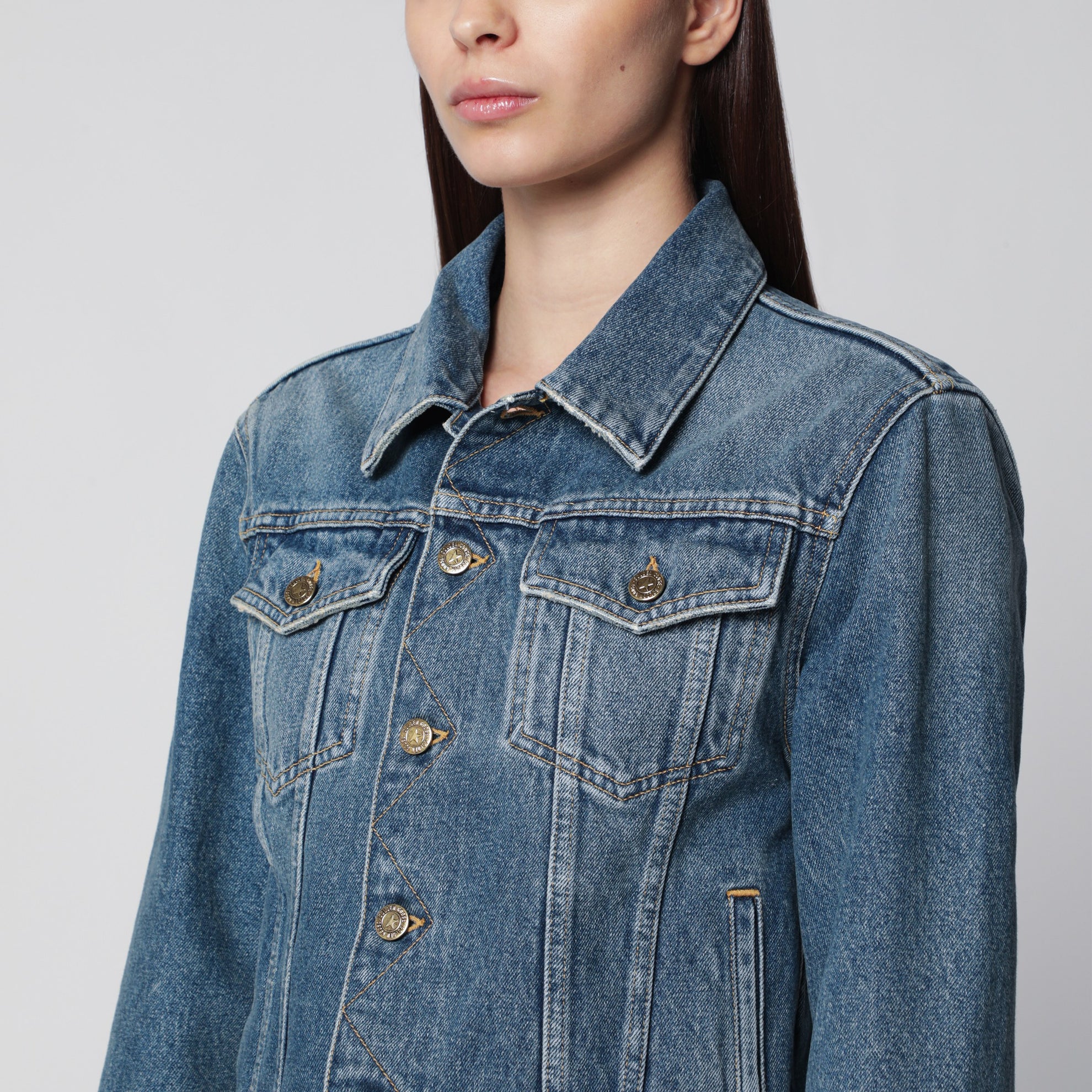 Jeansjacke mit klassischem Kragen aus Denim in Blau
