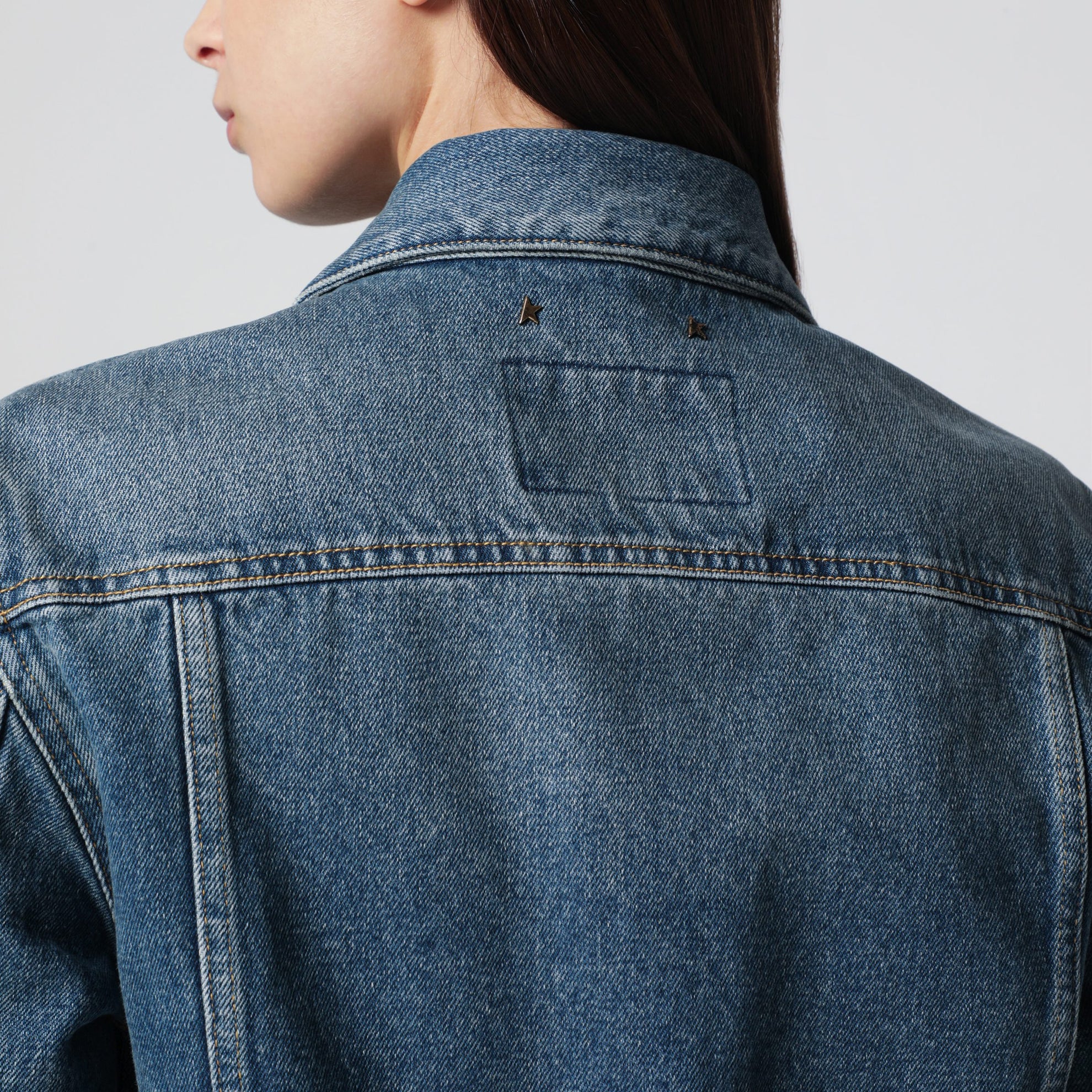 Jeansjacke mit klassischem Kragen aus Denim in Blau