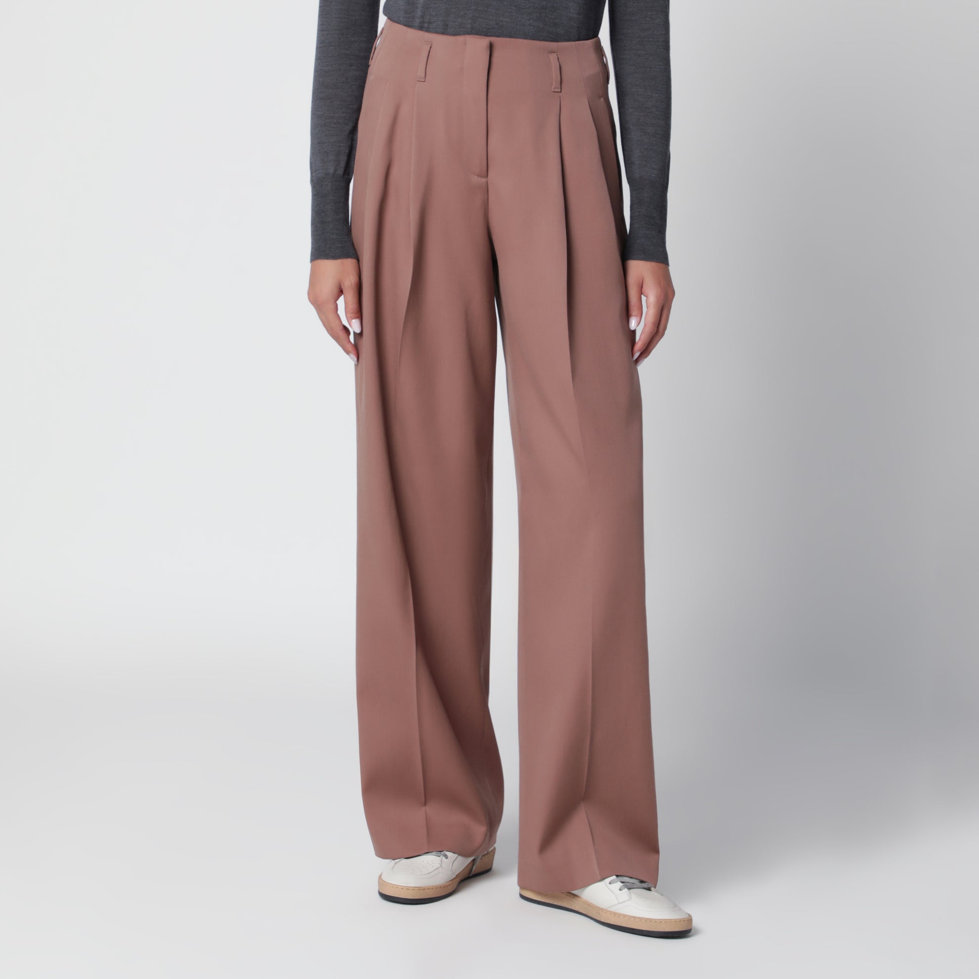 Straight-Leg Bronze Pink virgin wool trousers