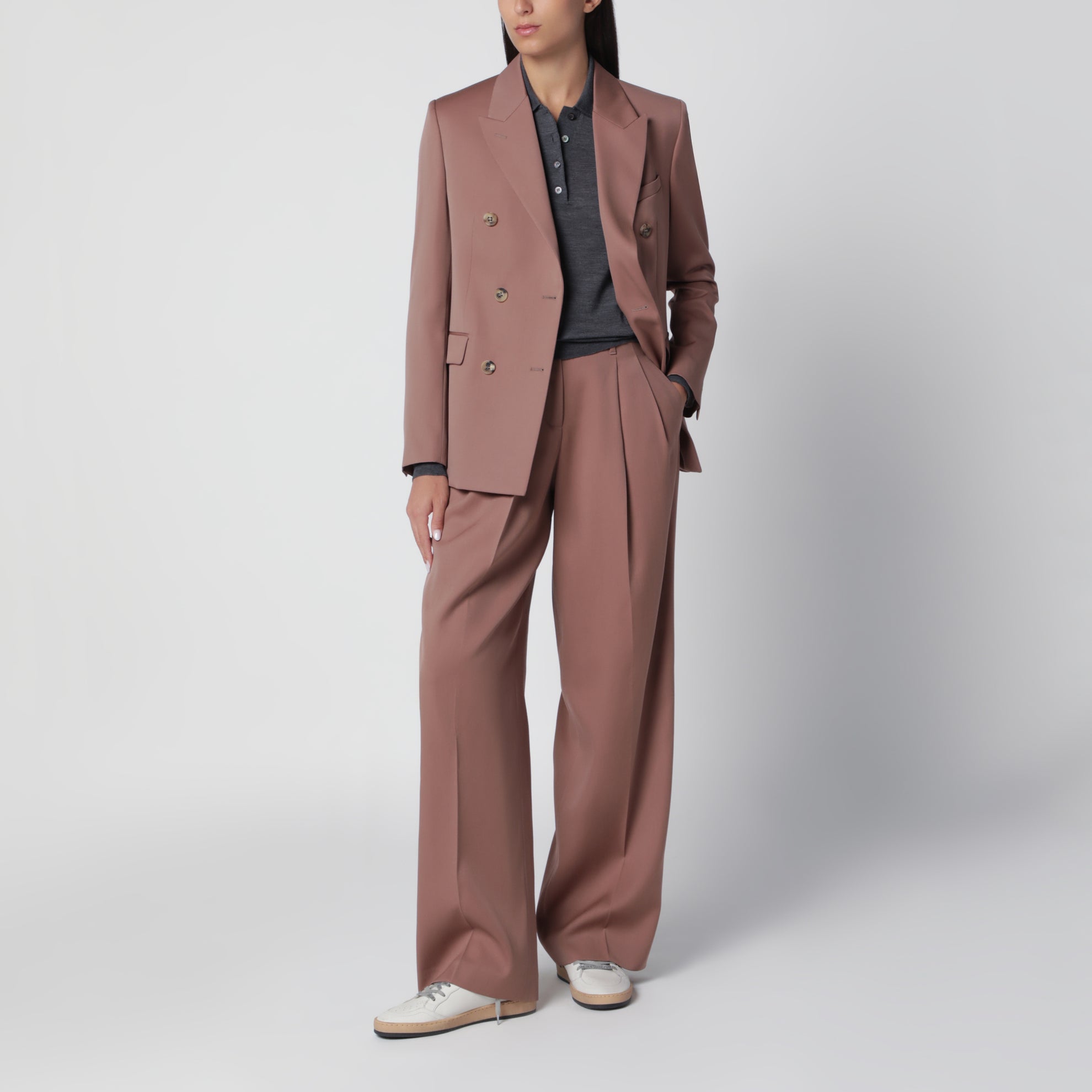 Straight-Leg Bronze Pink virgin wool trousers