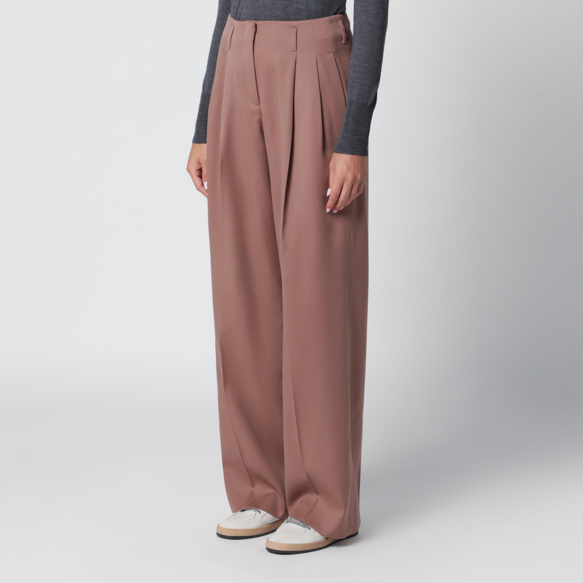 Straight-Leg Bronze Pink virgin wool trousers