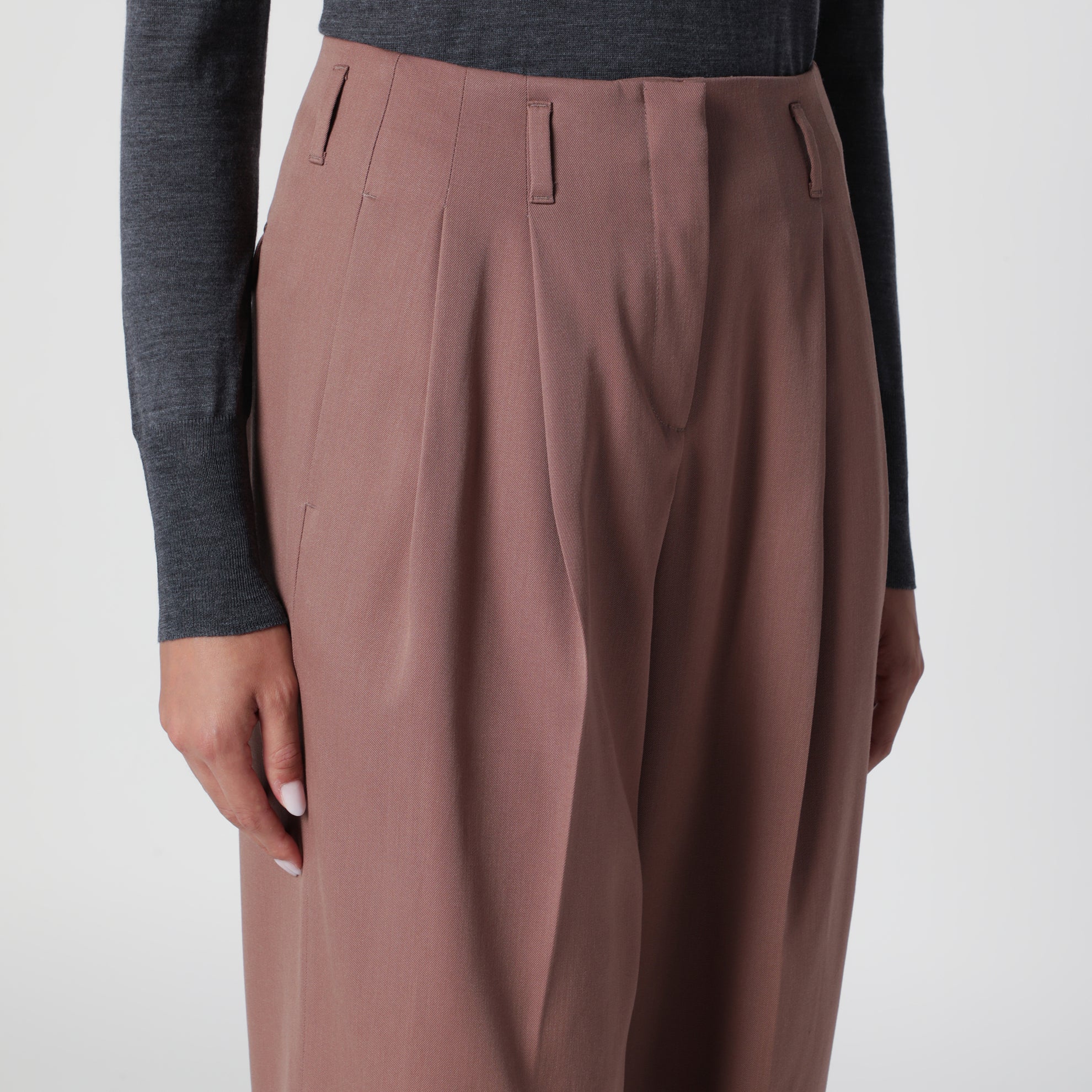 Straight-Leg Bronze Pink virgin wool trousers