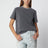 Anthracite cotton T-shirt with cabochon crystals