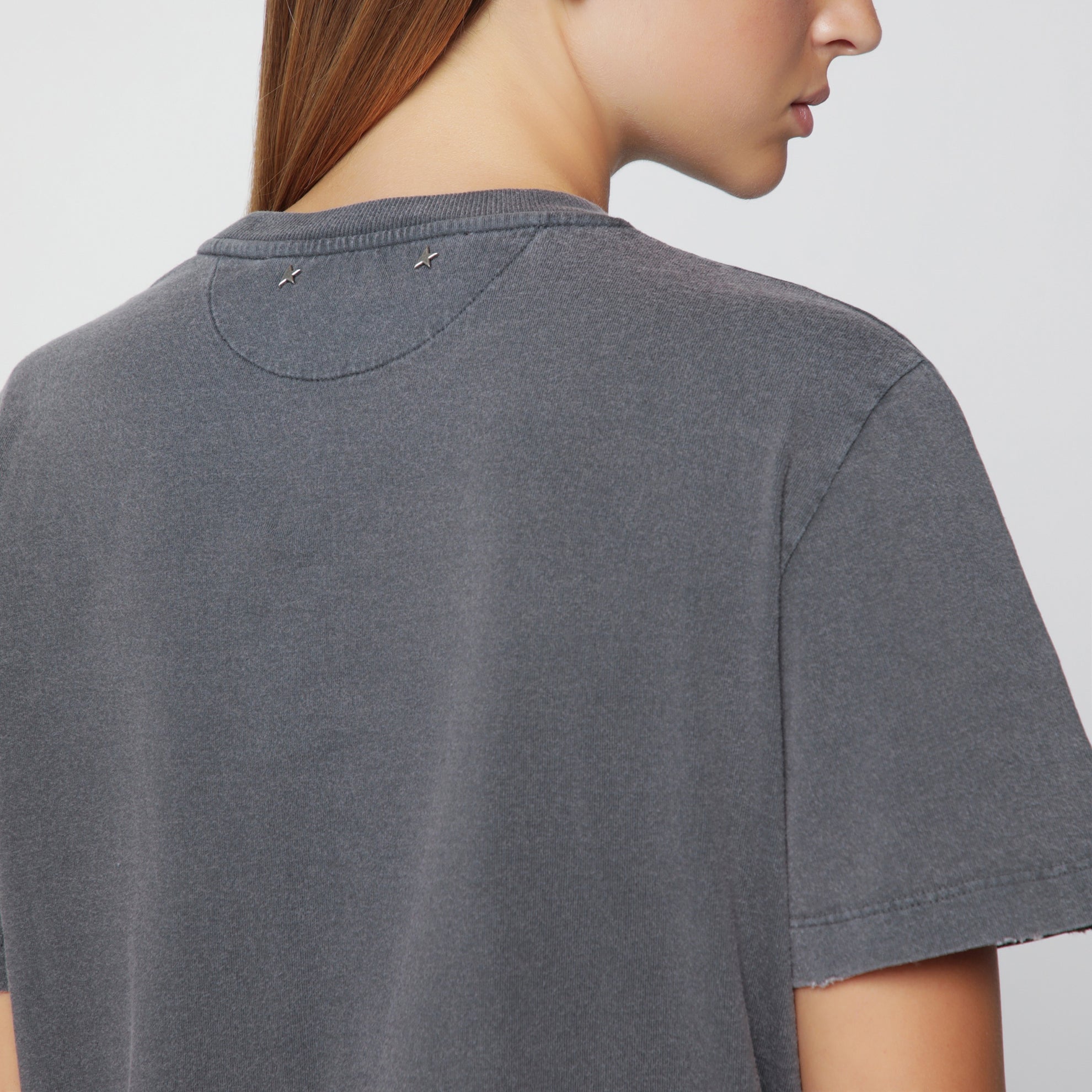 T-shirt à cristaux en coton anthracite