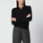 Black virgin wool long-sleeved polo shirt