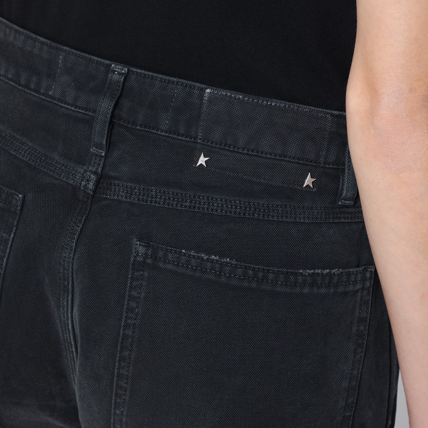 Wide black trousers in denim