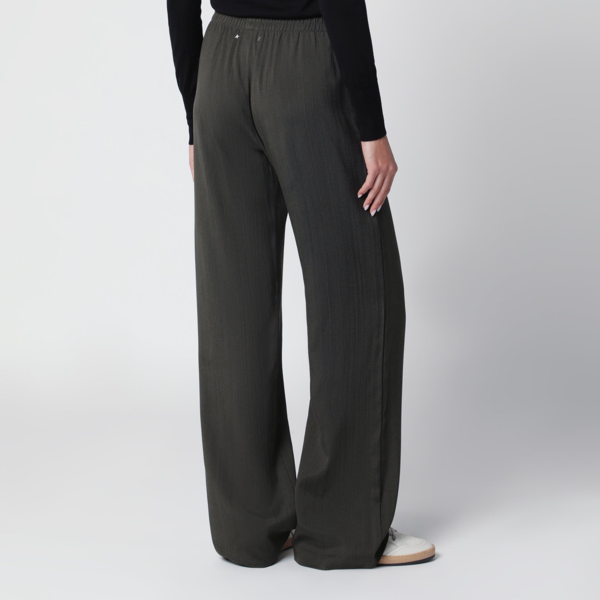 Dark green wool-blend trousers