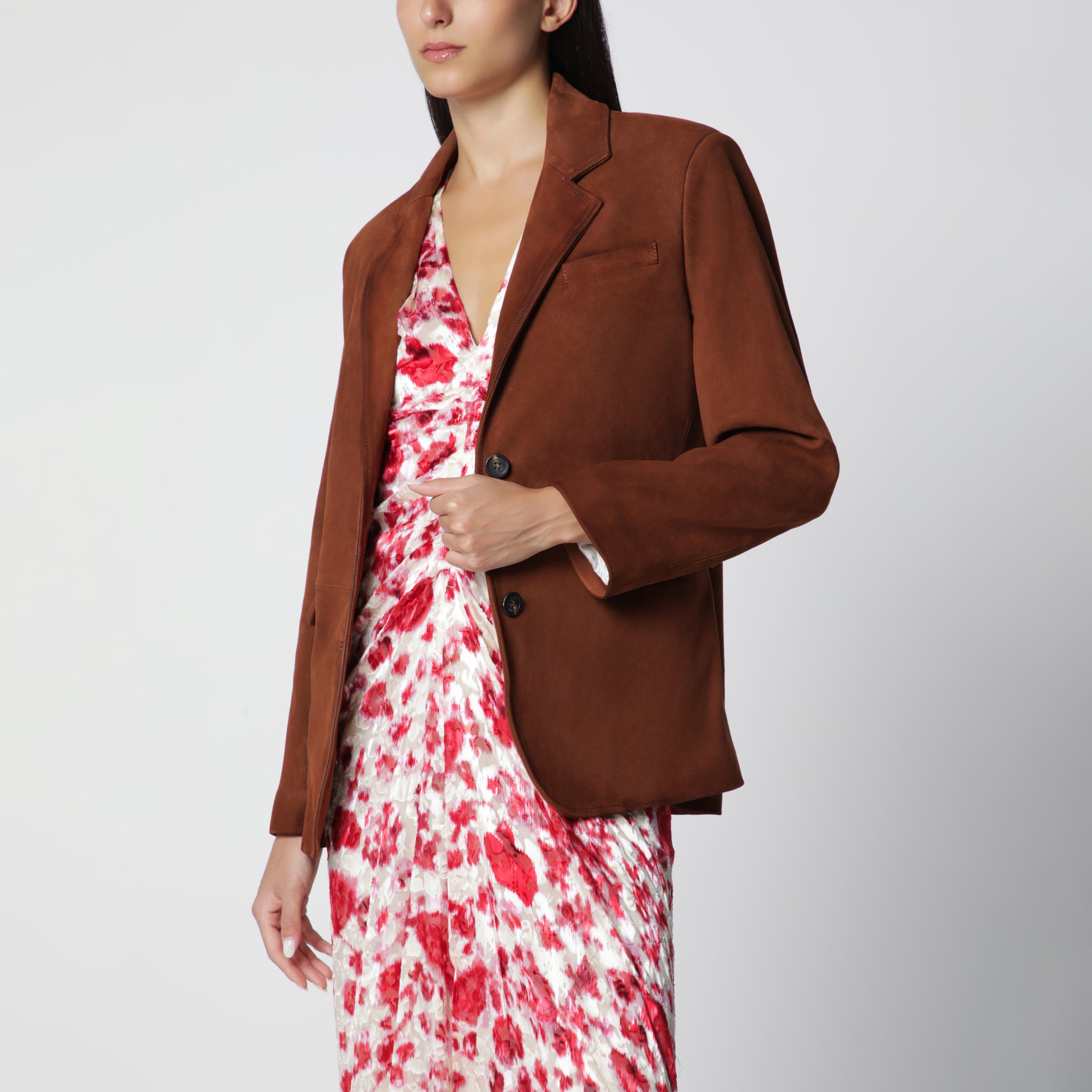 Blazer Robyn en daim marron Cambridge