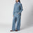 Pantaloni bleached in chambray di cotone azzurri