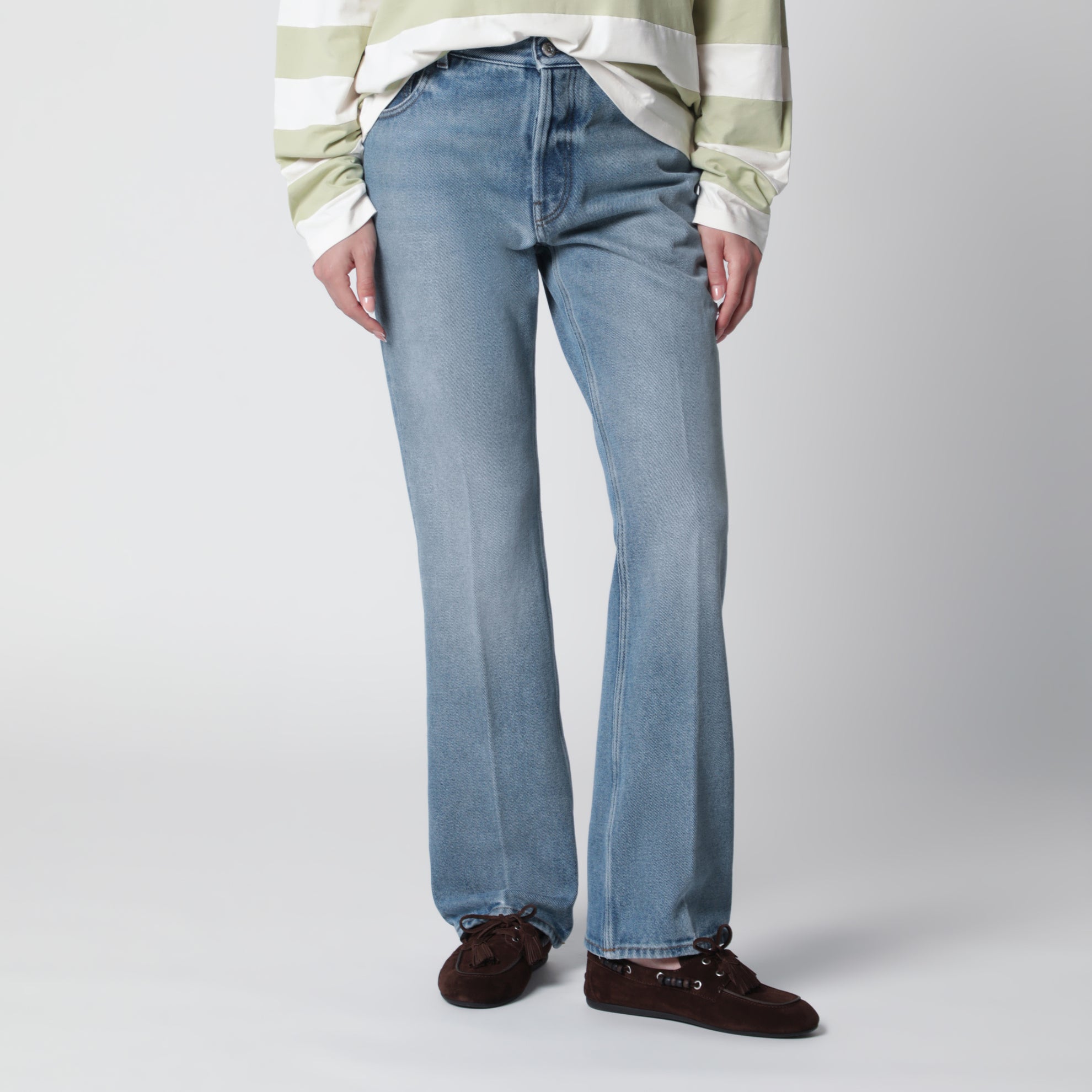 Light blue washed denim trousers