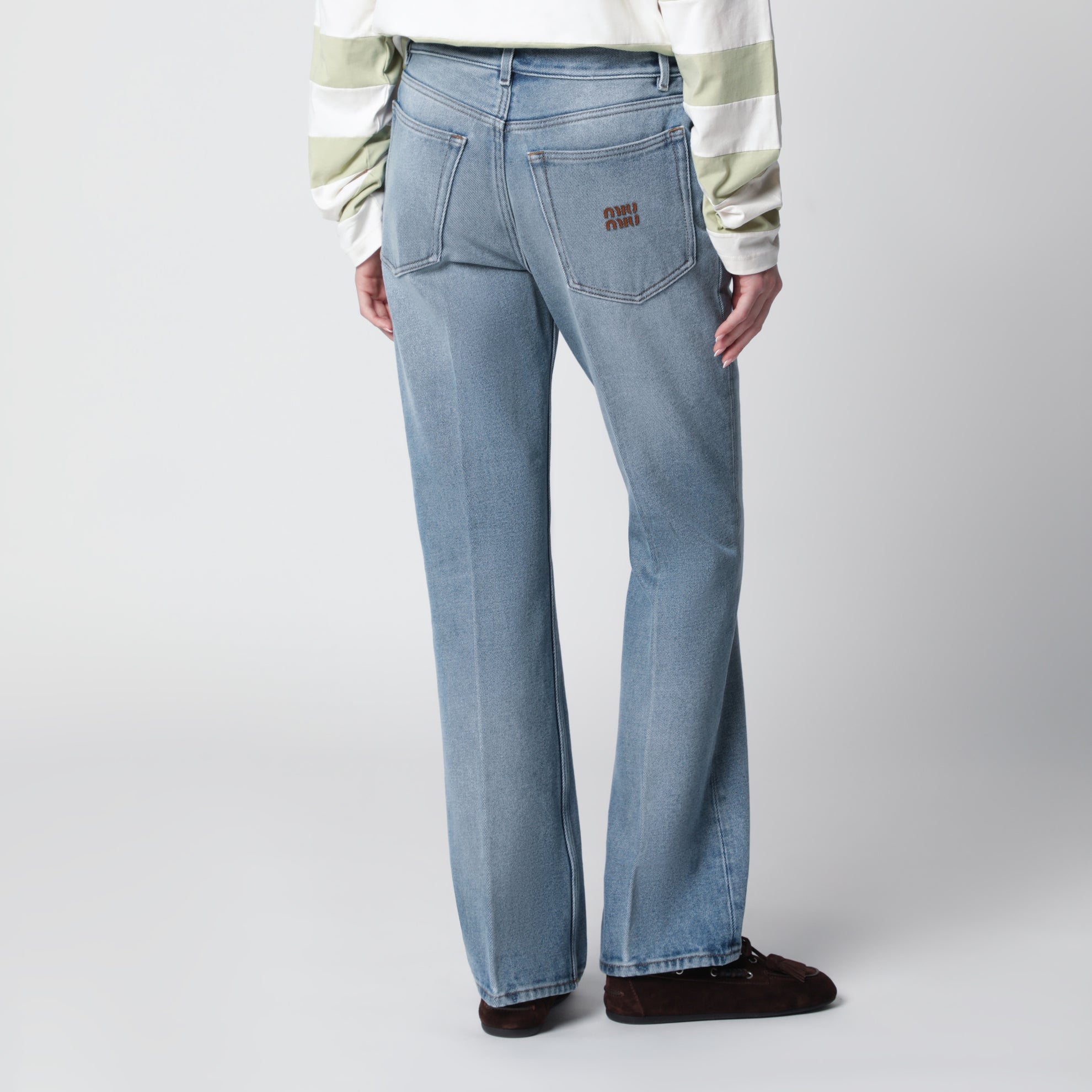 Light blue washed denim trousers