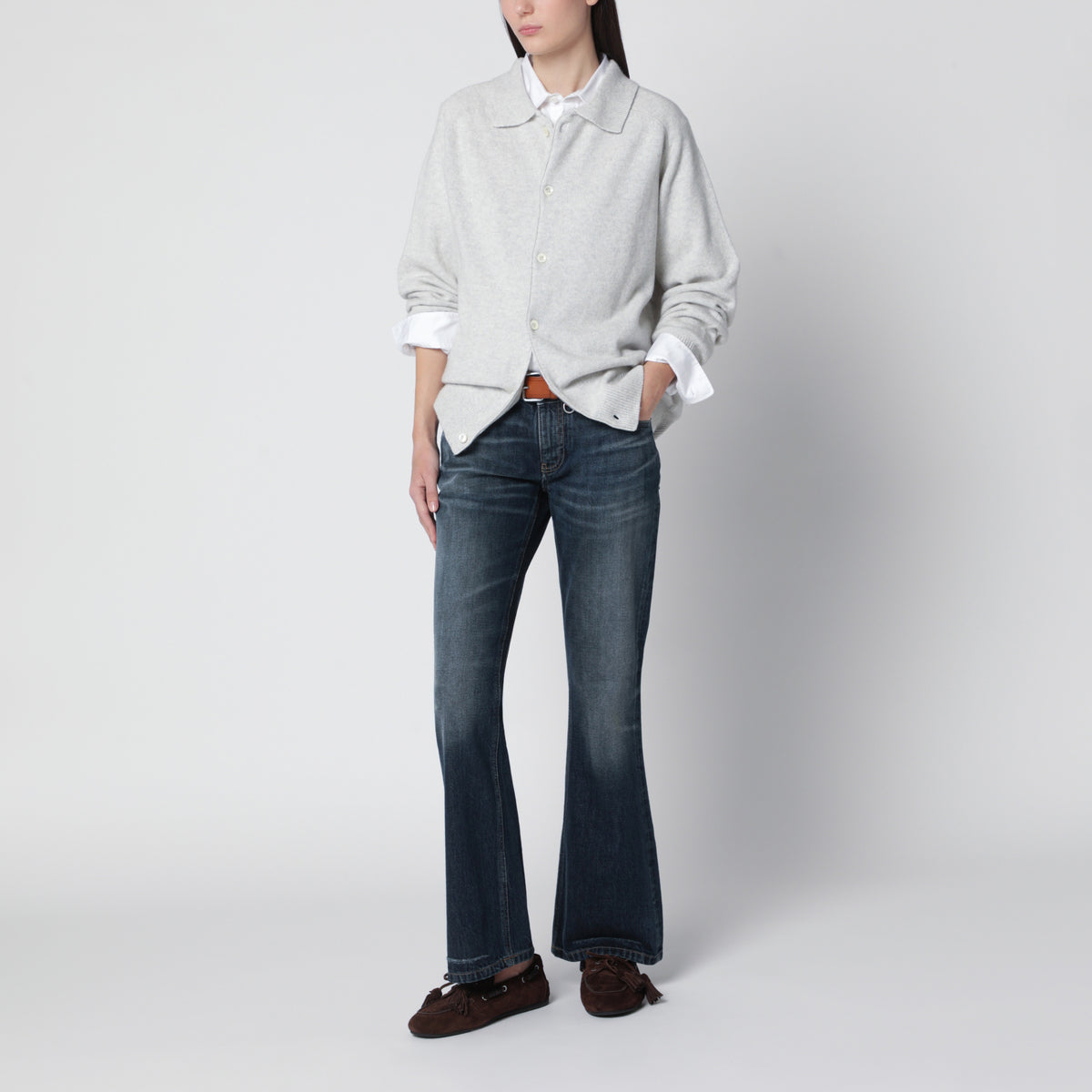 Jean flare bleu effet délavé
