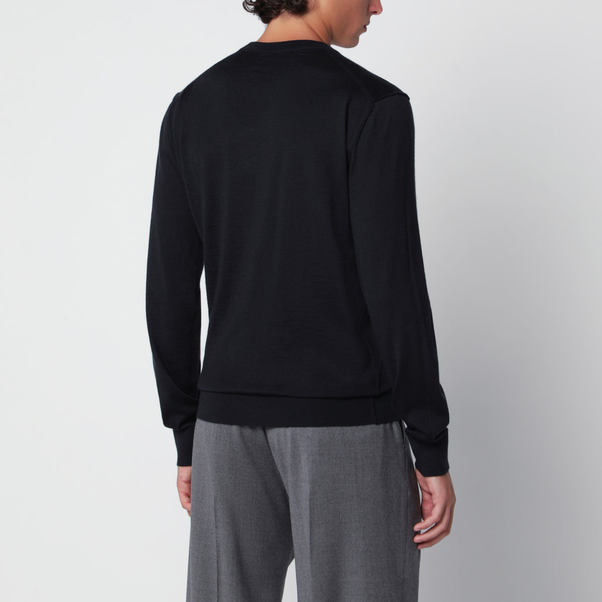 Pullover girocollo verde in cashmere