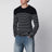 Maglione con bottoni a righe blu/bianco in lana