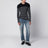 Maglione con bottoni a righe blu/bianco in lana