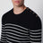 Maglione con bottoni a righe blu/bianco in lana