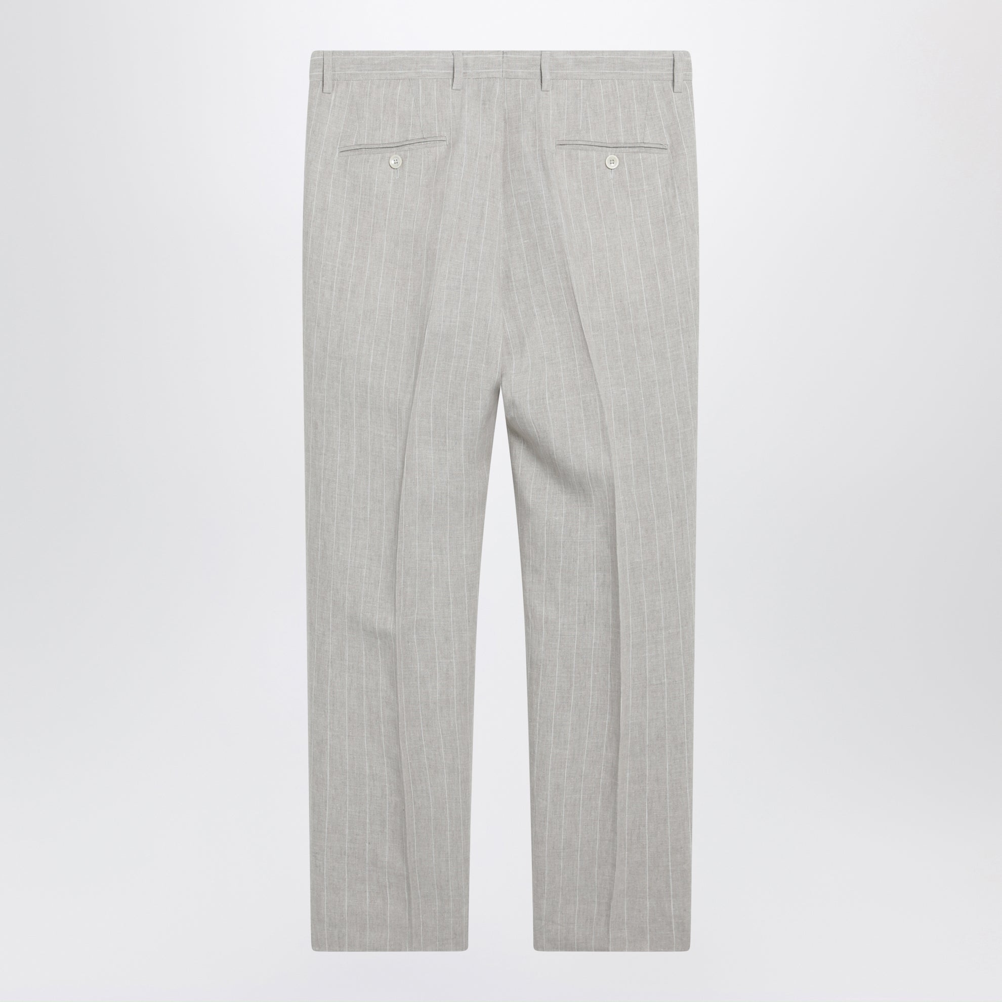Pantalone in lino gessato rigato