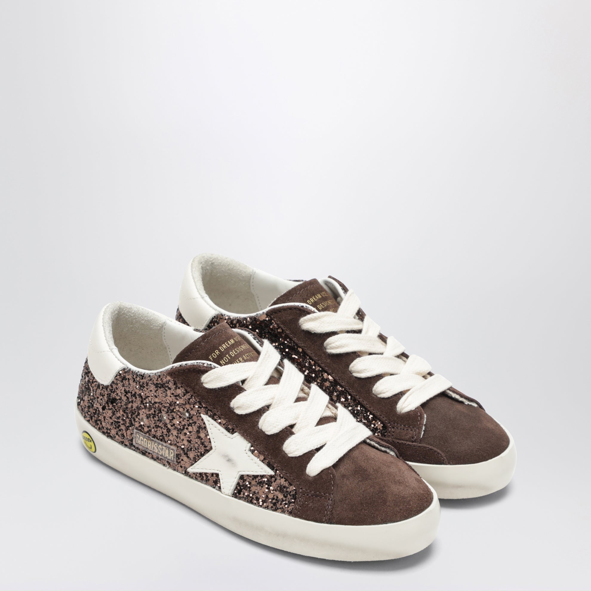 Super-Star sneakers in brown/cream glitter