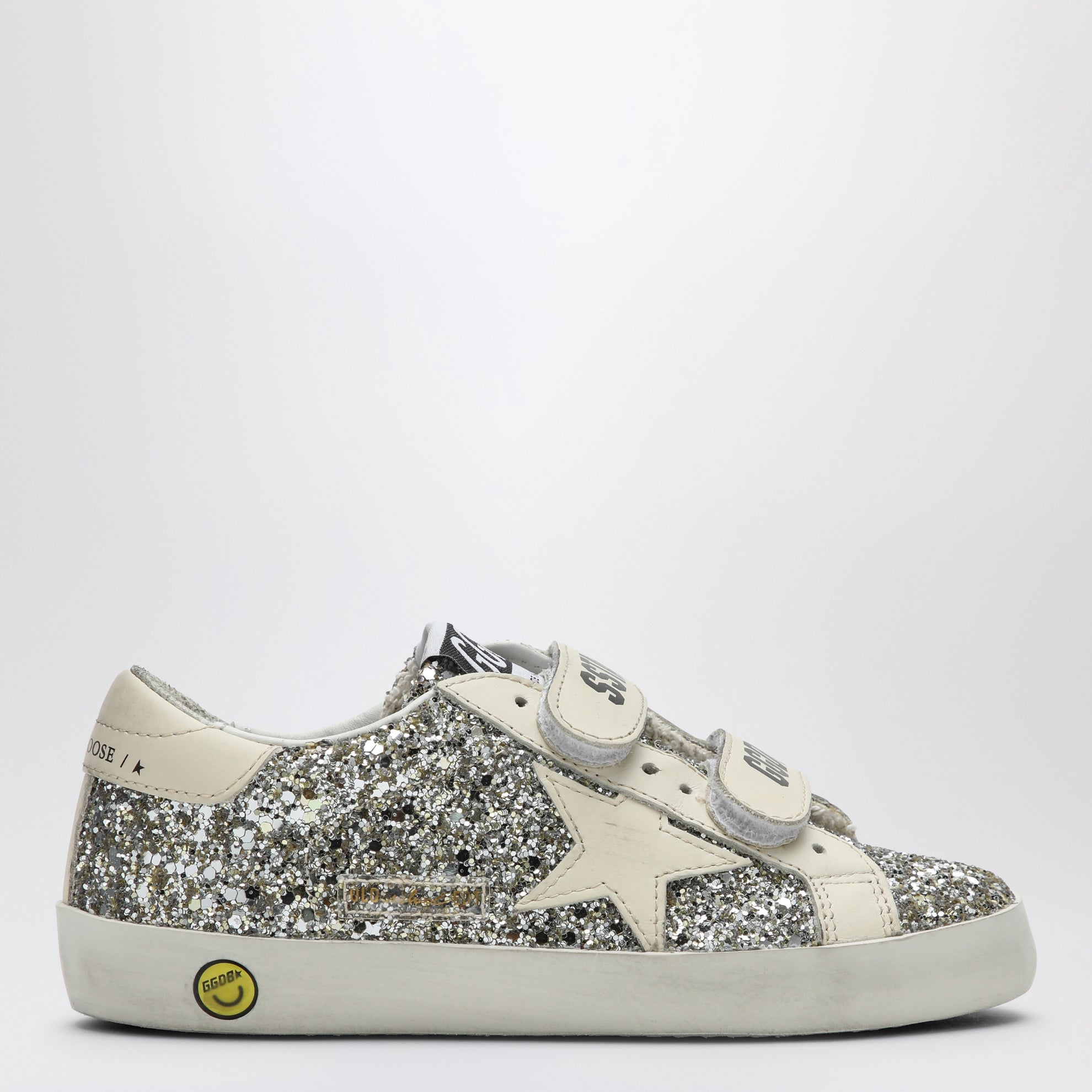 Sneaker Old School in glitter platino/crema