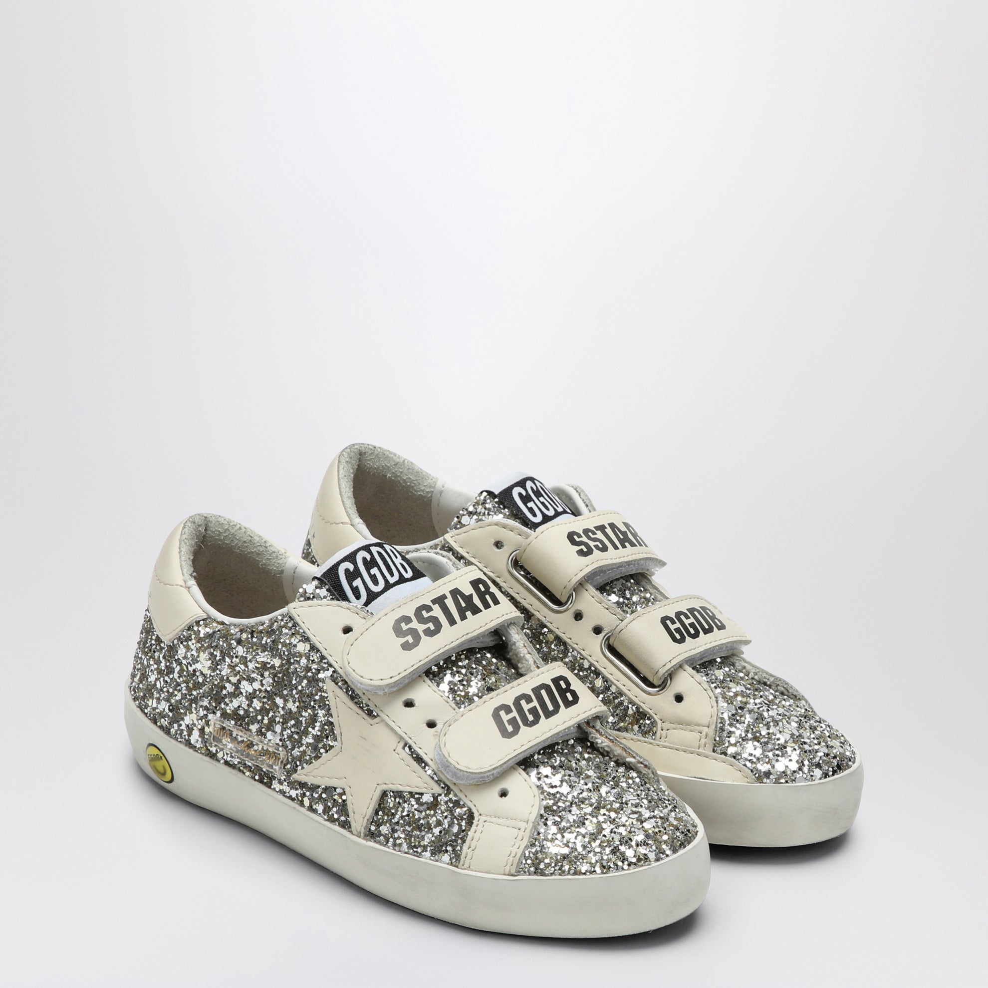 Sneaker Old School in glitter platino/crema