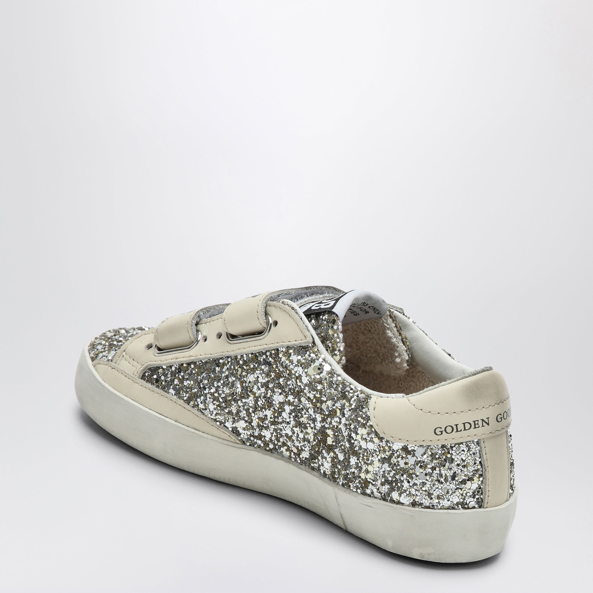 Sneaker Old School in glitter platino/crema