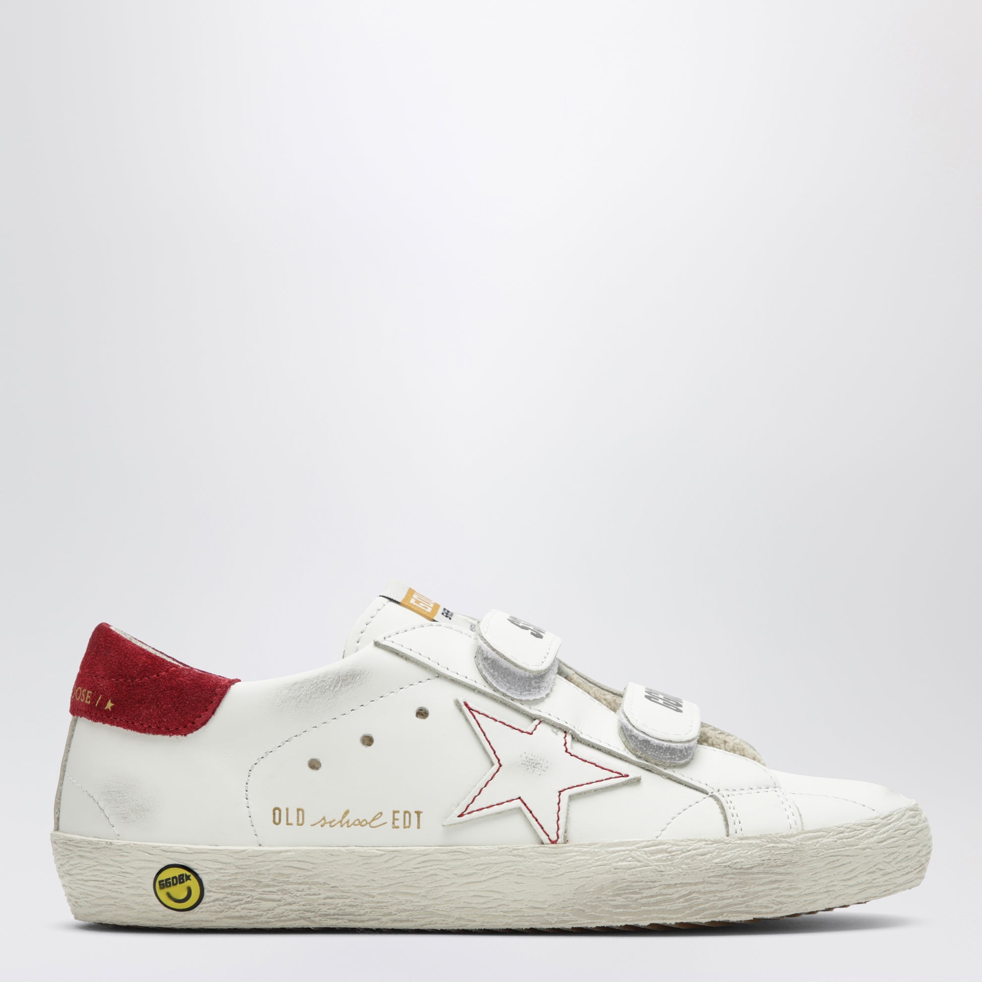 Sneakers Old School en cuir blanc/rouge