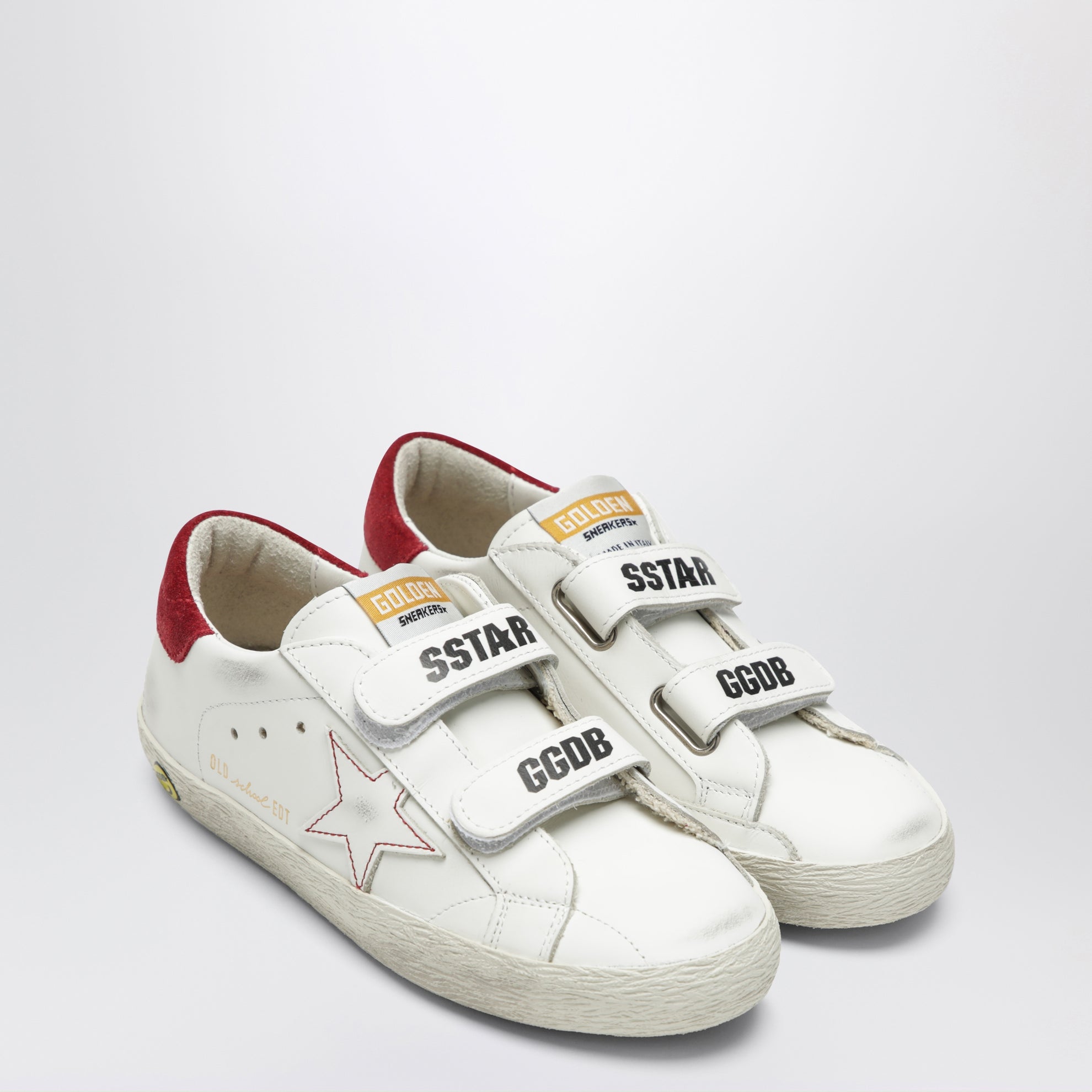 Sneakers Old School en cuir blanc/rouge