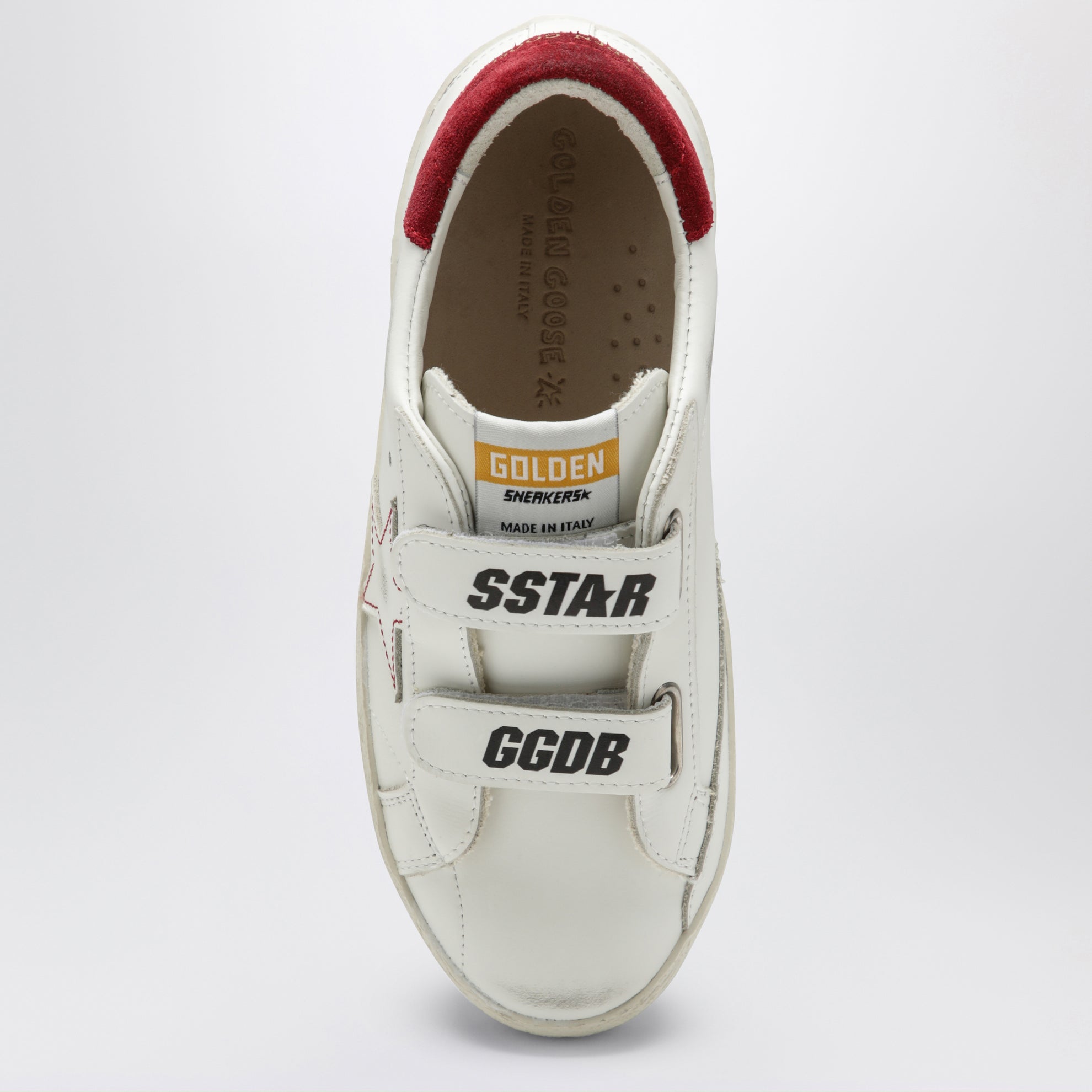 Sneakers Old School en cuir blanc/rouge