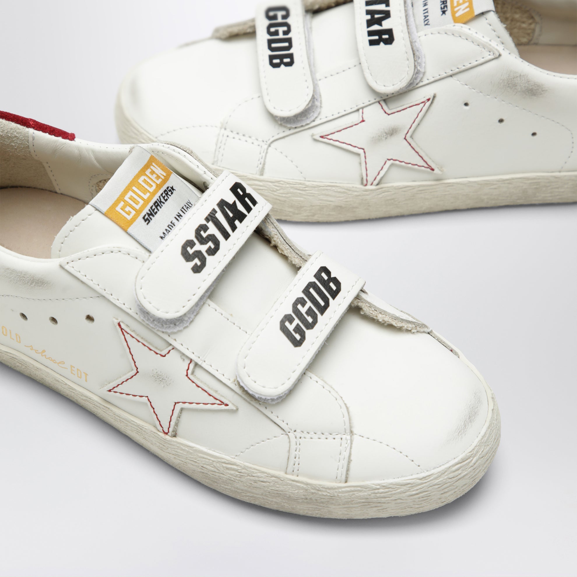 Sneakers Old School en cuir blanc/rouge