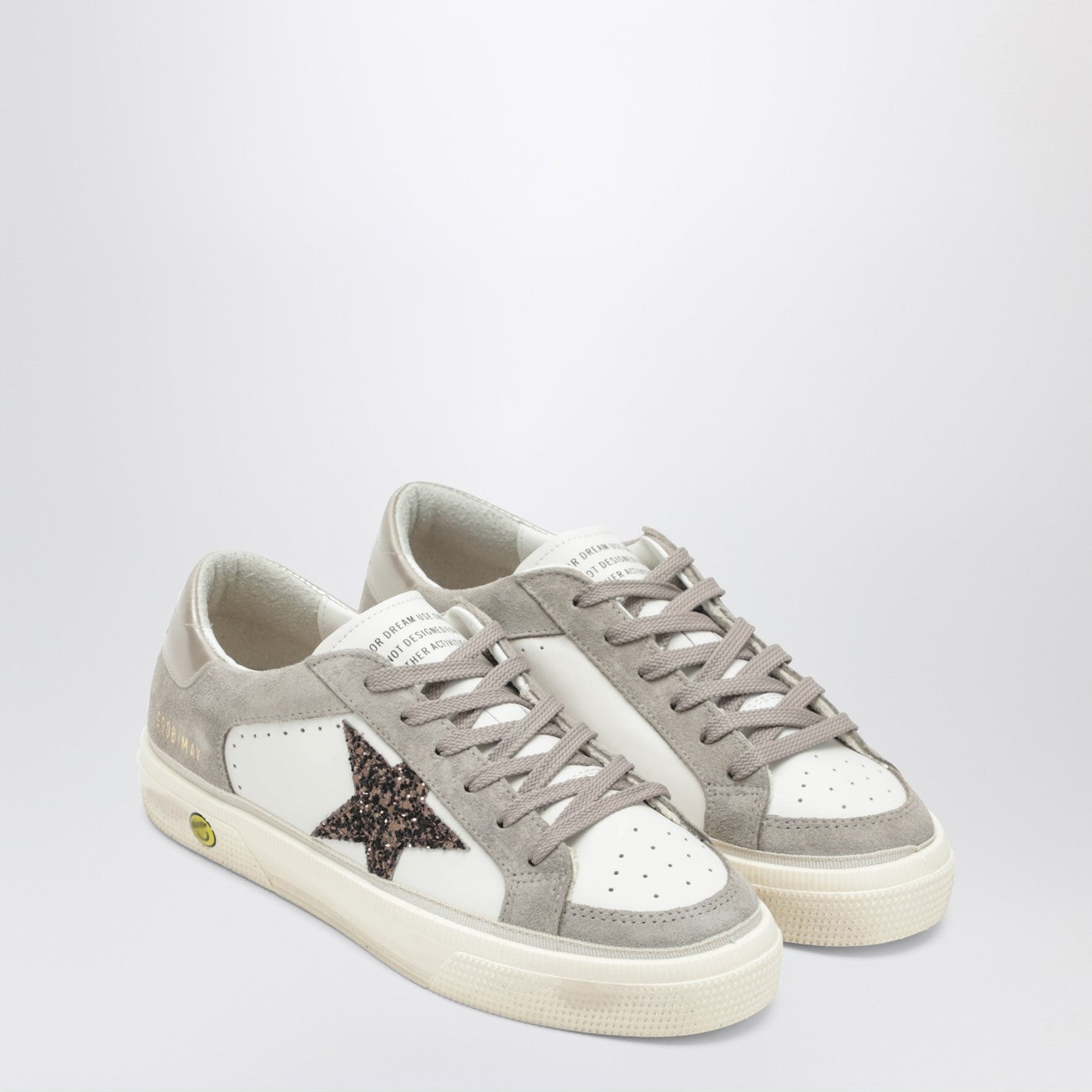 White/taupe May Sneakers with glitter star