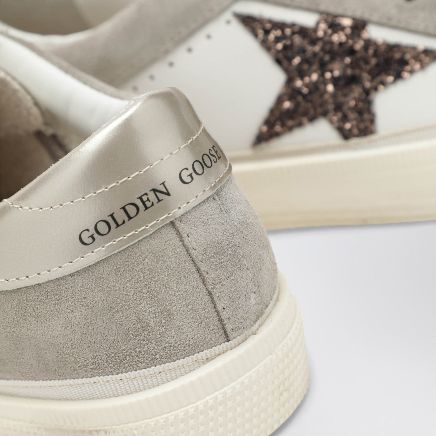 White/taupe May Sneakers with glitter star