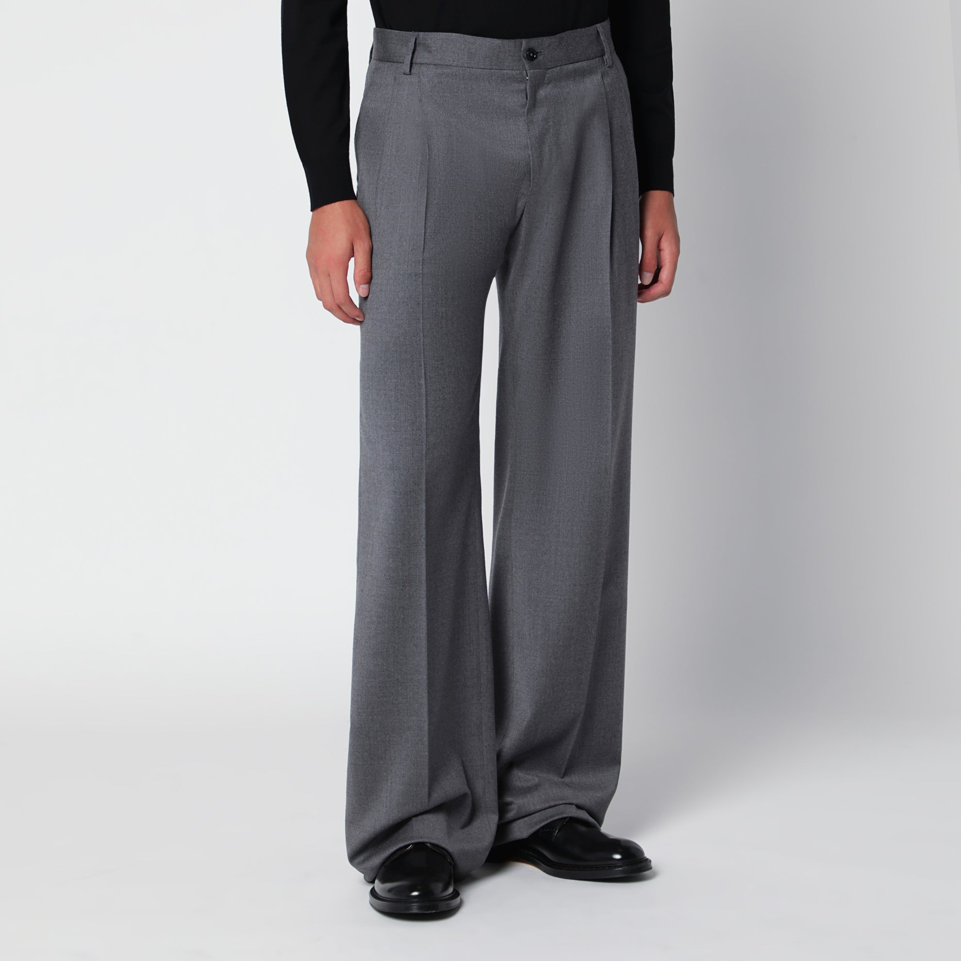 Flanellhose in meliertem Grau