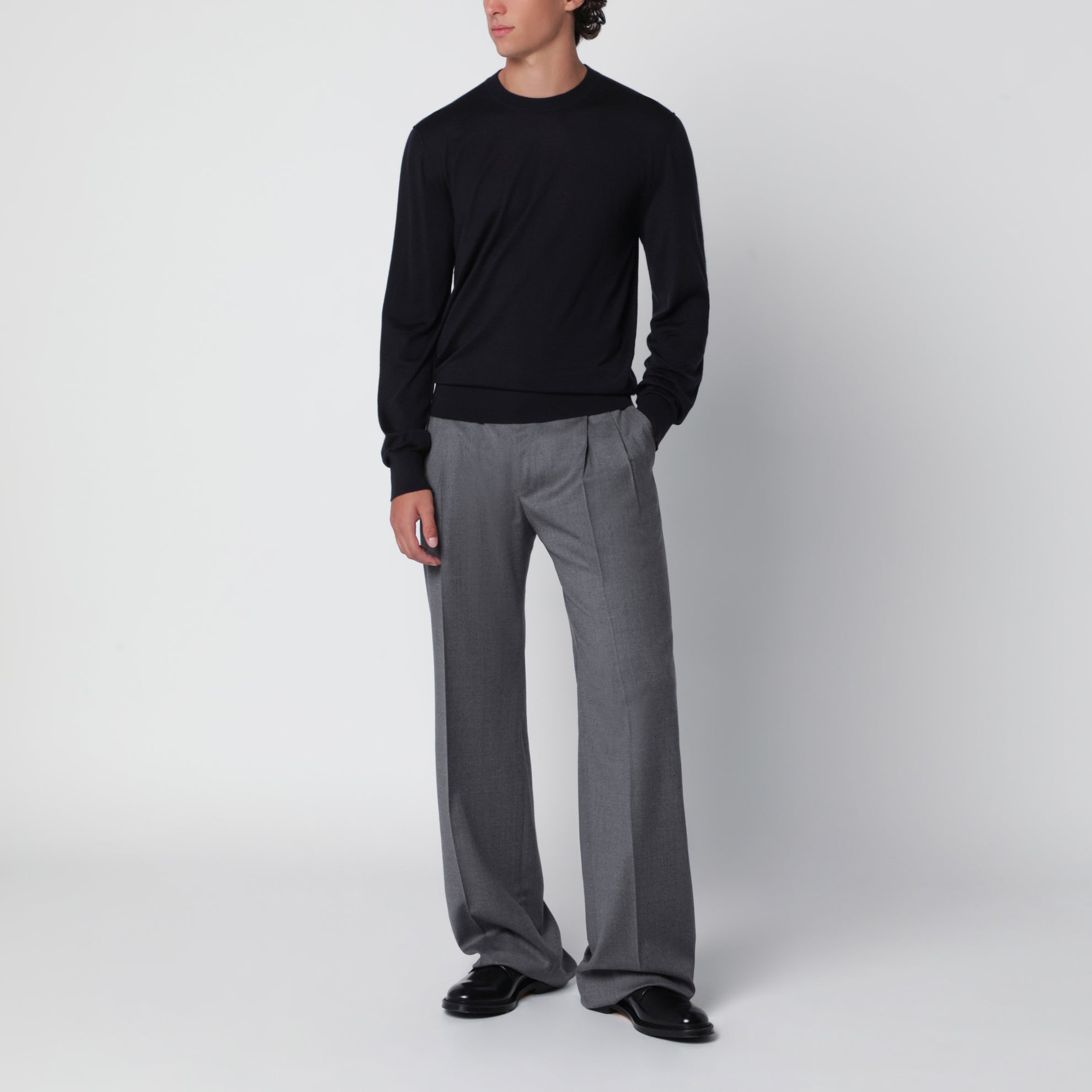 Flanellhose in meliertem Grau