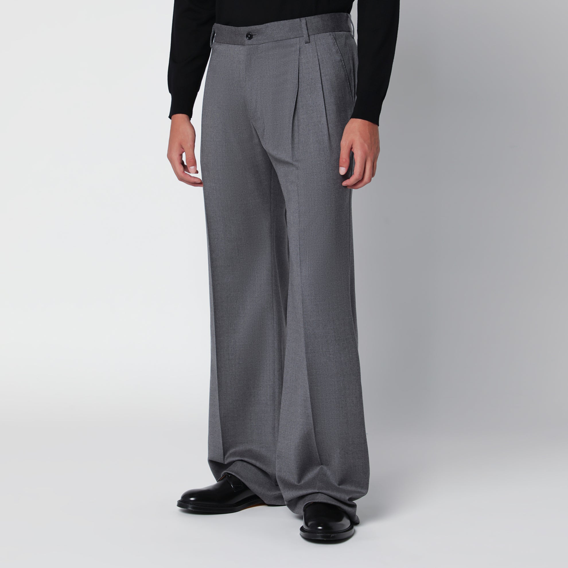 Flanellhose in meliertem Grau