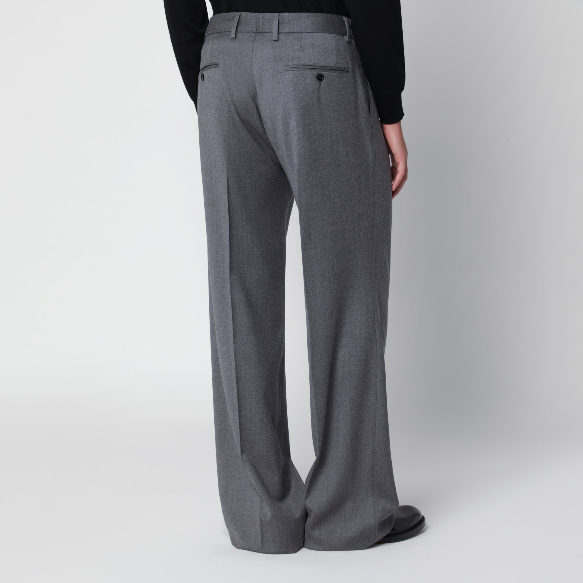 Flanellhose in meliertem Grau