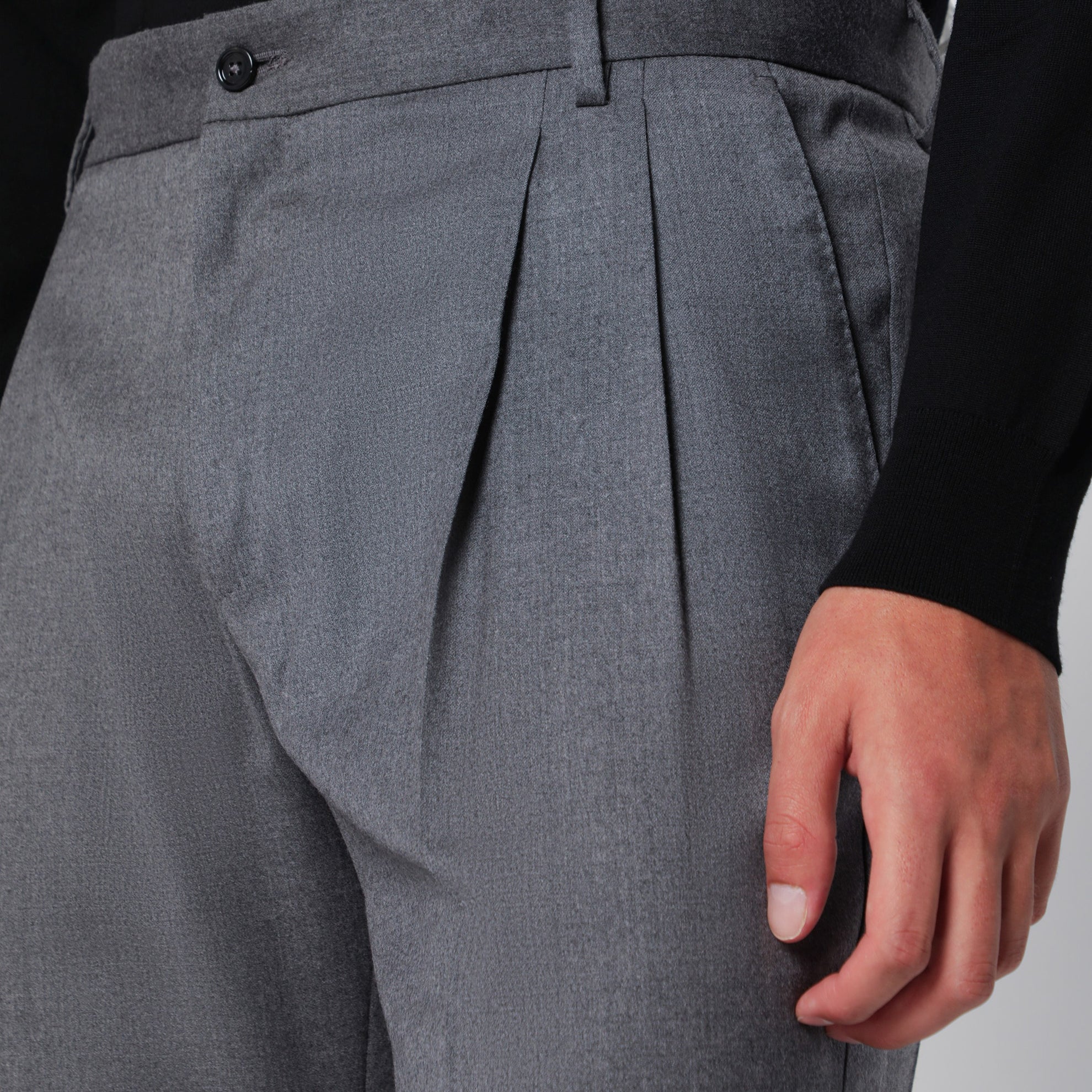 Flanellhose in meliertem Grau