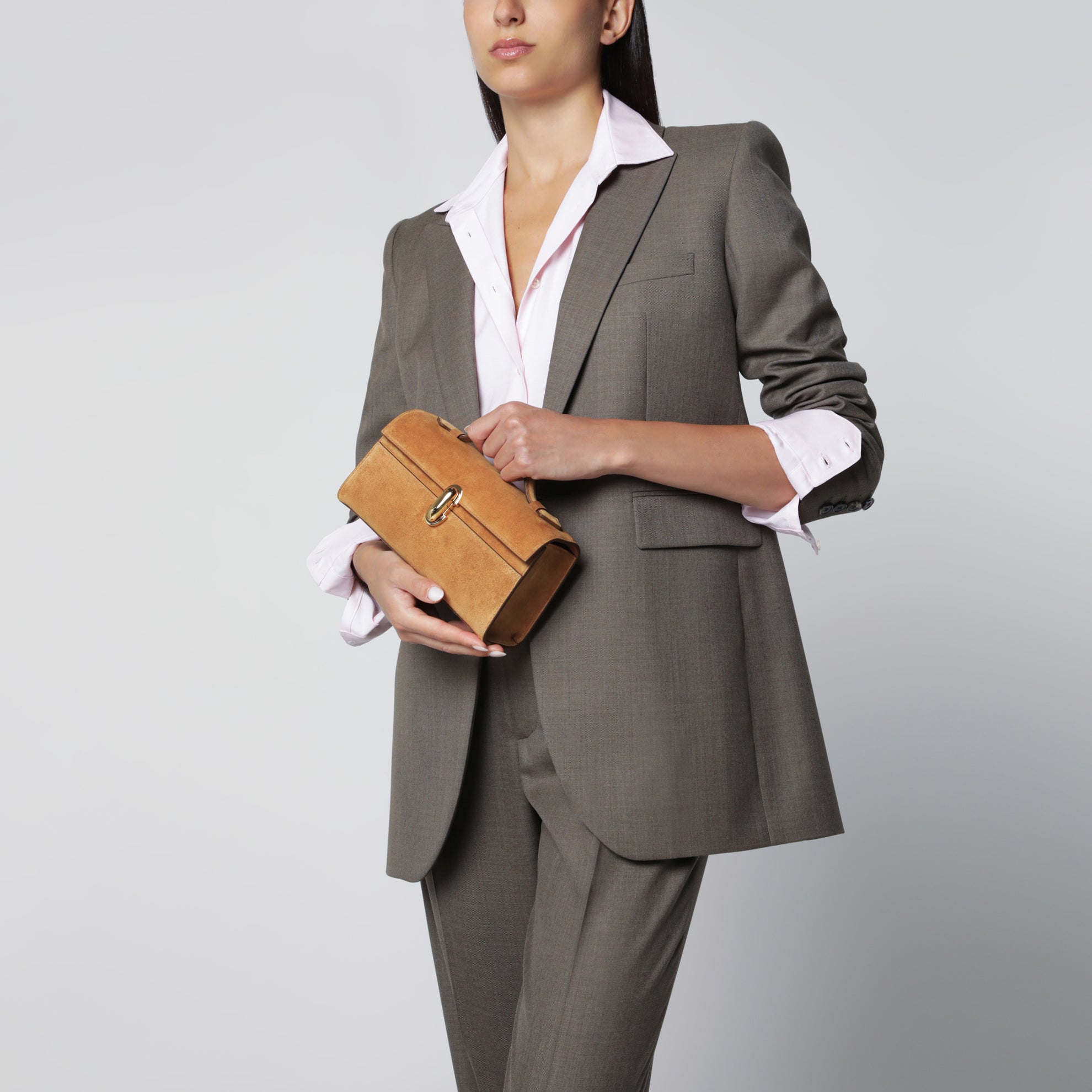 Light Brown Suede Symmetry Pouch