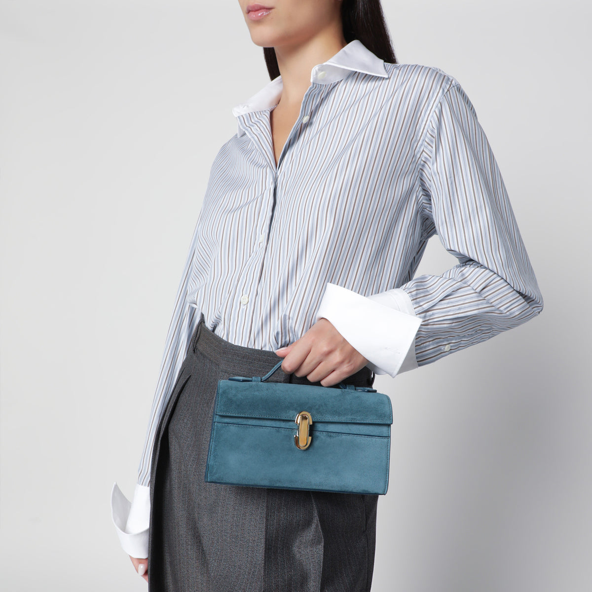Symmetry Pouch aus baltisch blauem Veloursleder