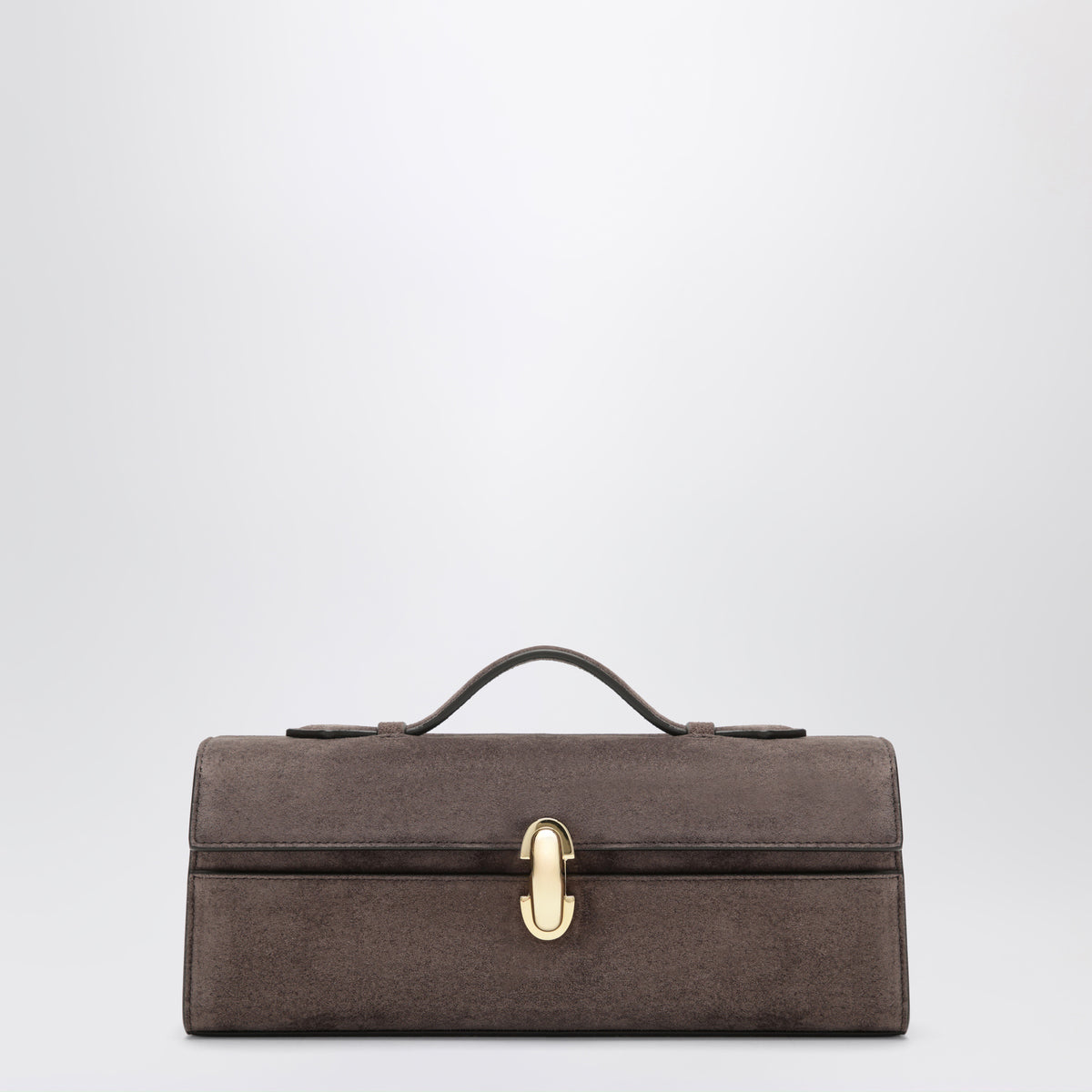 Slim Symmetry pouch in brown suede