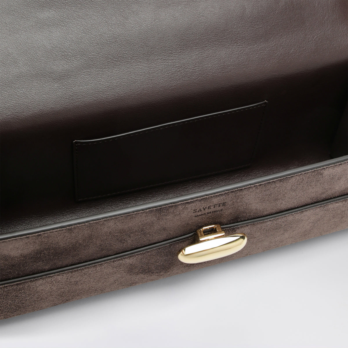 Slim Symmetry pouch in brown suede
