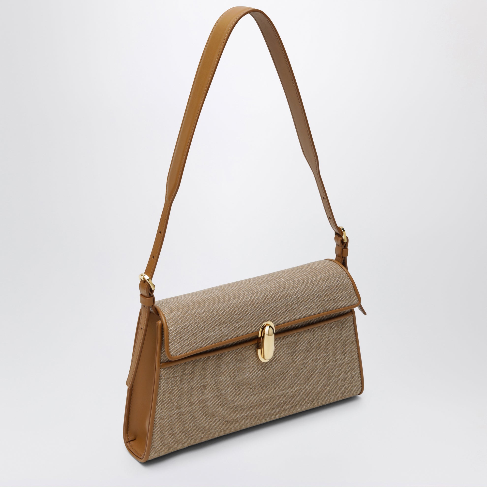 Borsa a tracolla Symmetry in tela e pelle marrone chiaro