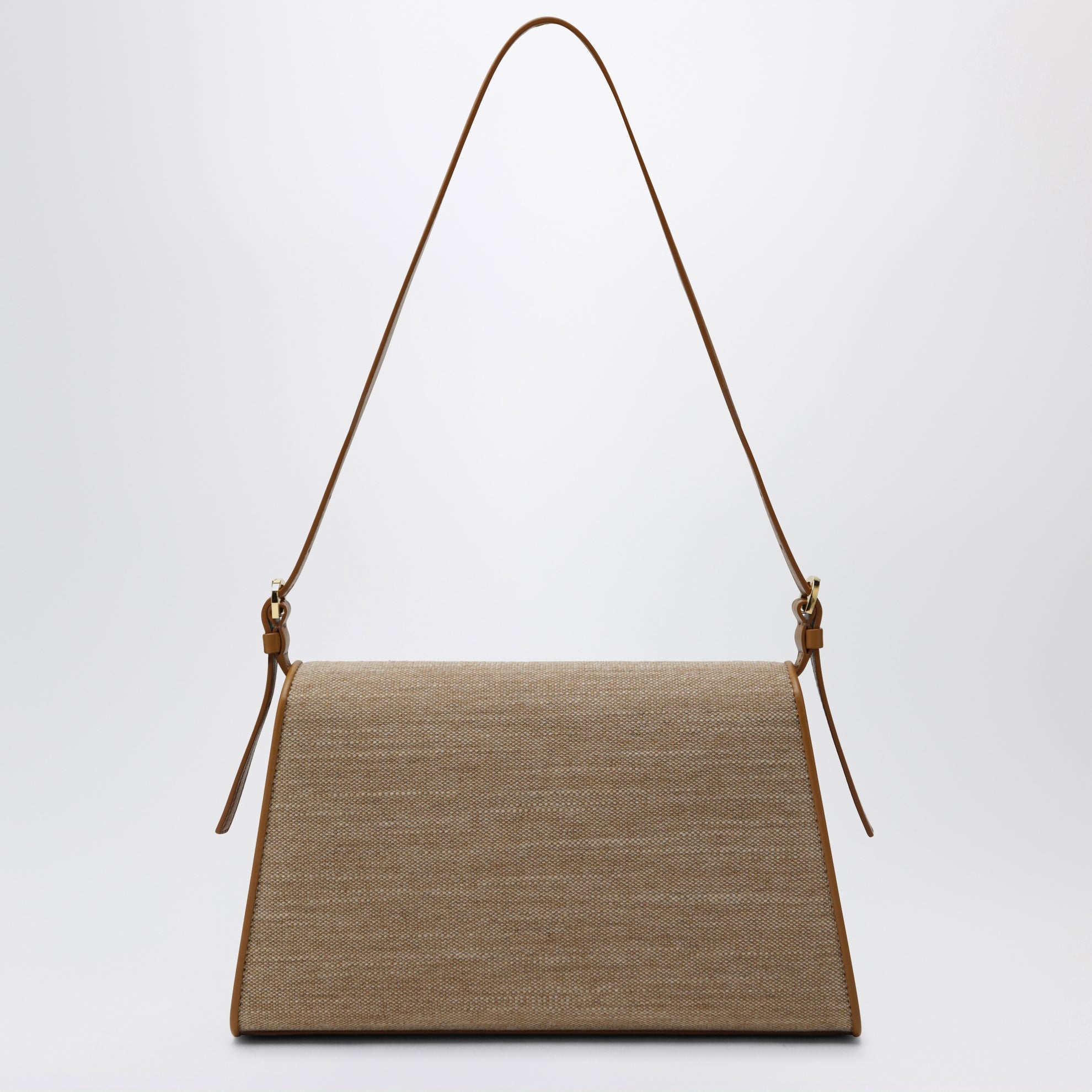 Borsa a tracolla Symmetry in tela e pelle marrone chiaro