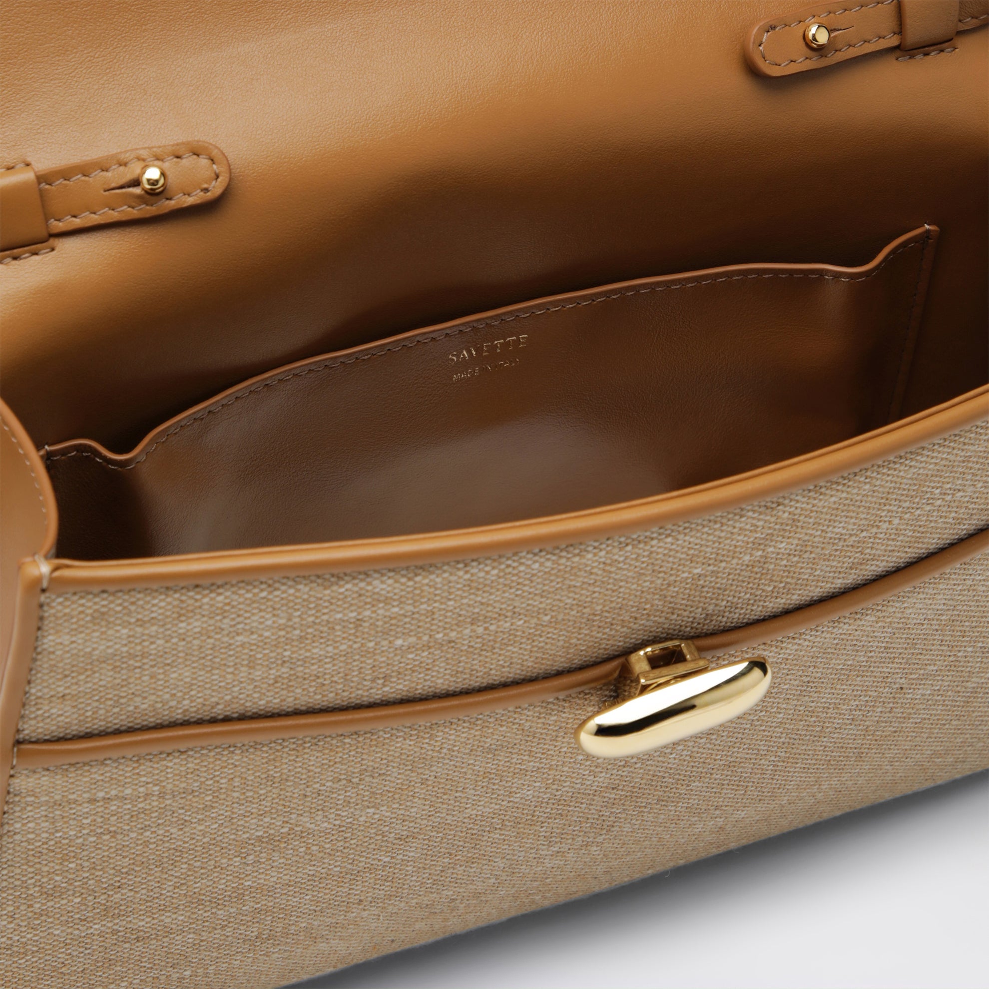 Borsa a tracolla Symmetry in tela e pelle marrone chiaro